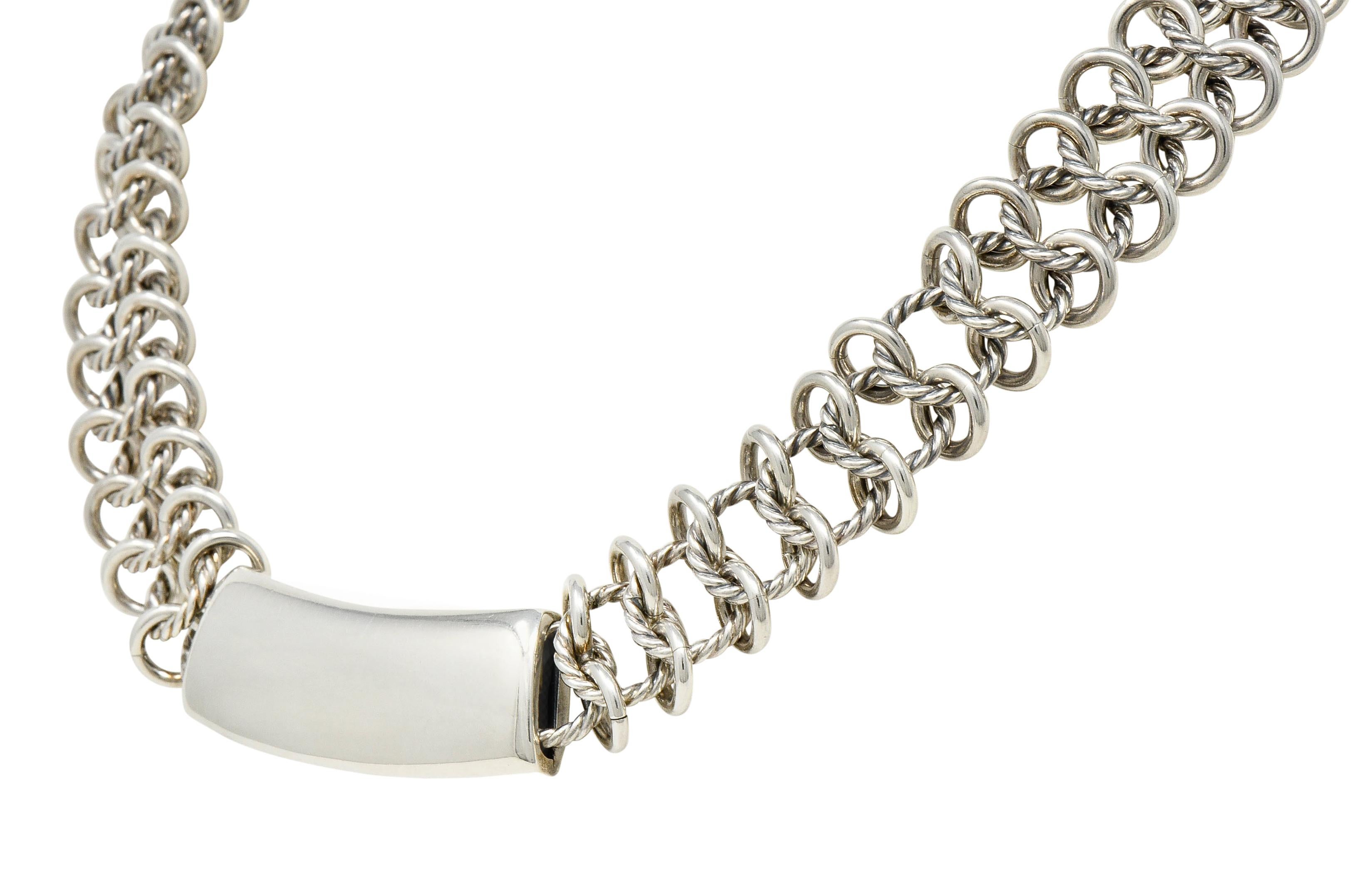 David Yurman Vintage Sterling Silber 18 Karat Gold gewebtes Gliederhalsband Halskette 5