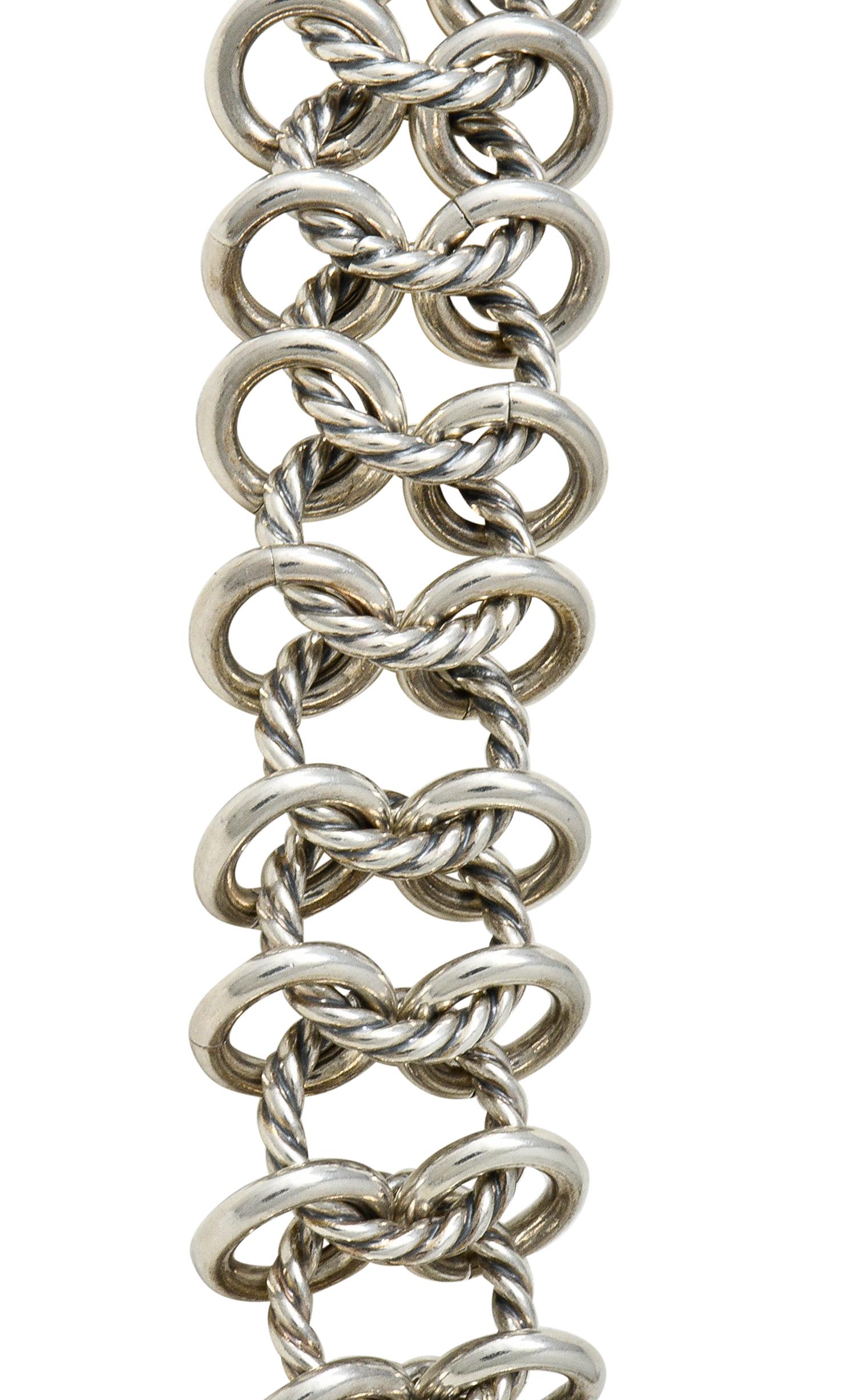 David Yurman Vintage Sterling Silber 18 Karat Gold gewebtes Gliederhalsband Halskette 1
