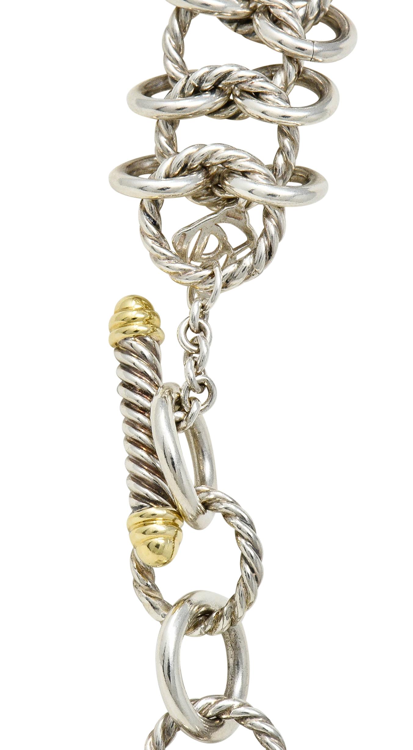 David Yurman Vintage Sterling Silber 18 Karat Gold gewebtes Gliederhalsband Halskette 2