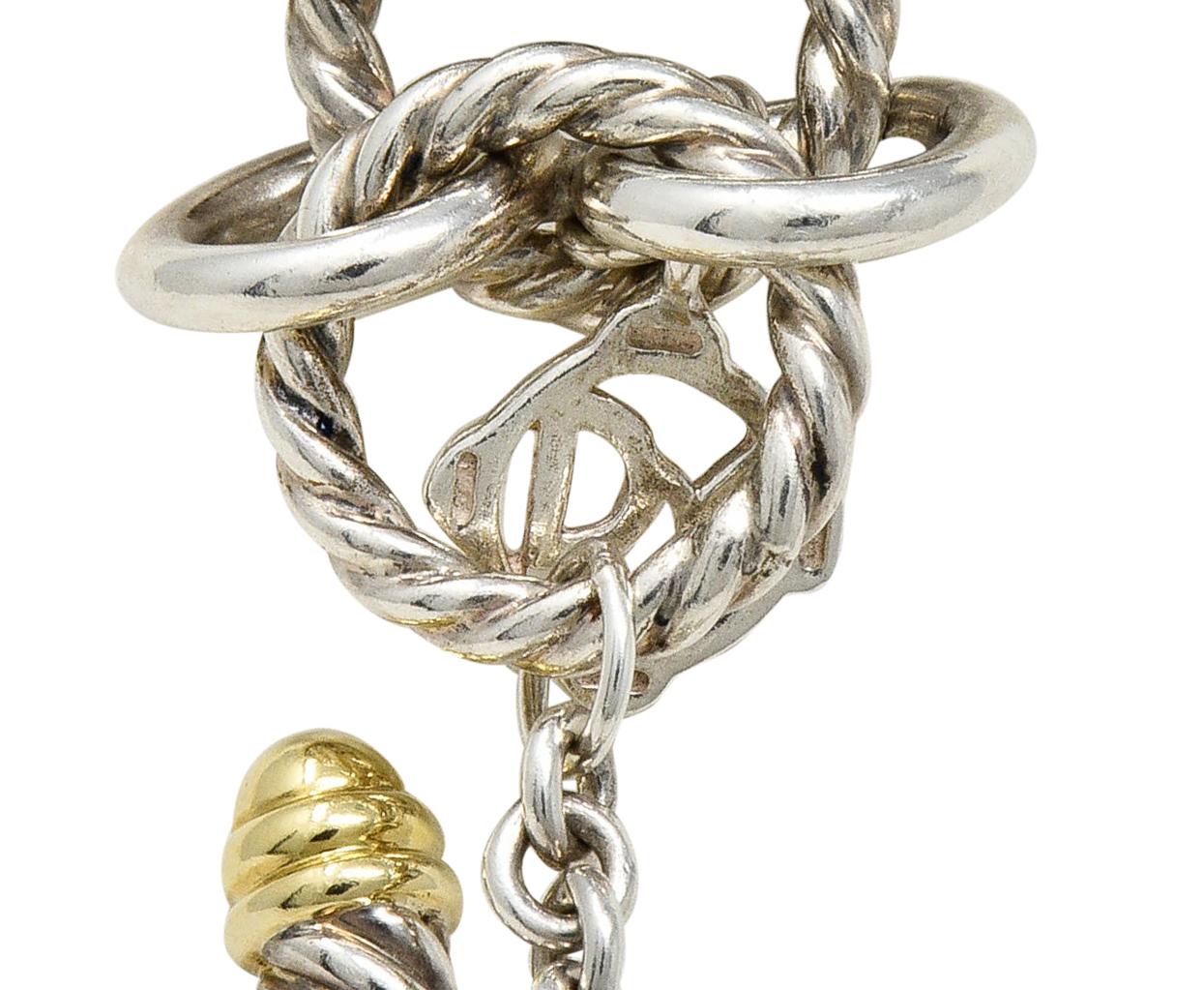 David Yurman Vintage Sterling Silber 18 Karat Gold gewebtes Gliederhalsband Halskette 3