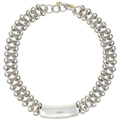 David Yurman Vintage Sterling Silber 18 Karat Gold gewebtes Gliederhalsband Halskette
