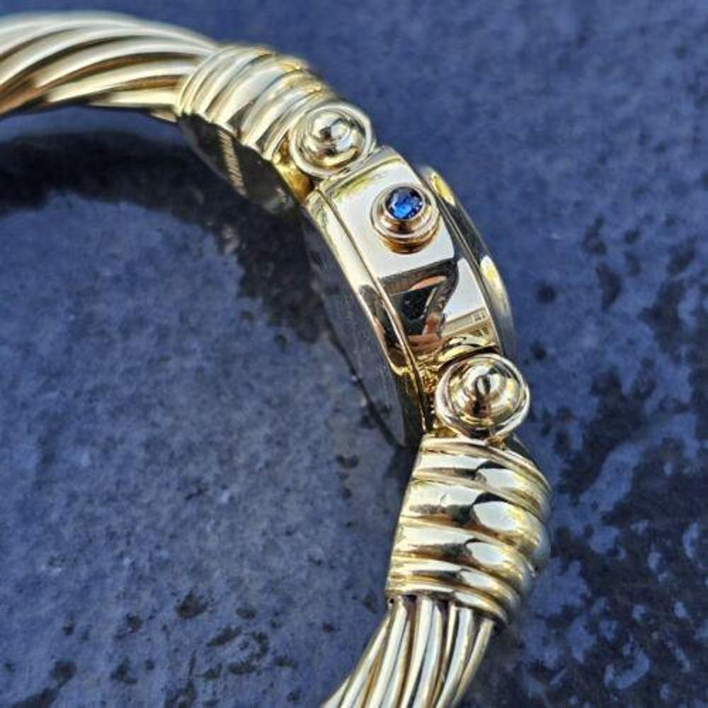 David Yurman watch 18k Yellow Gold Mother Pearl Dial 7mm Cable Bracelet Cuff For Sale 1