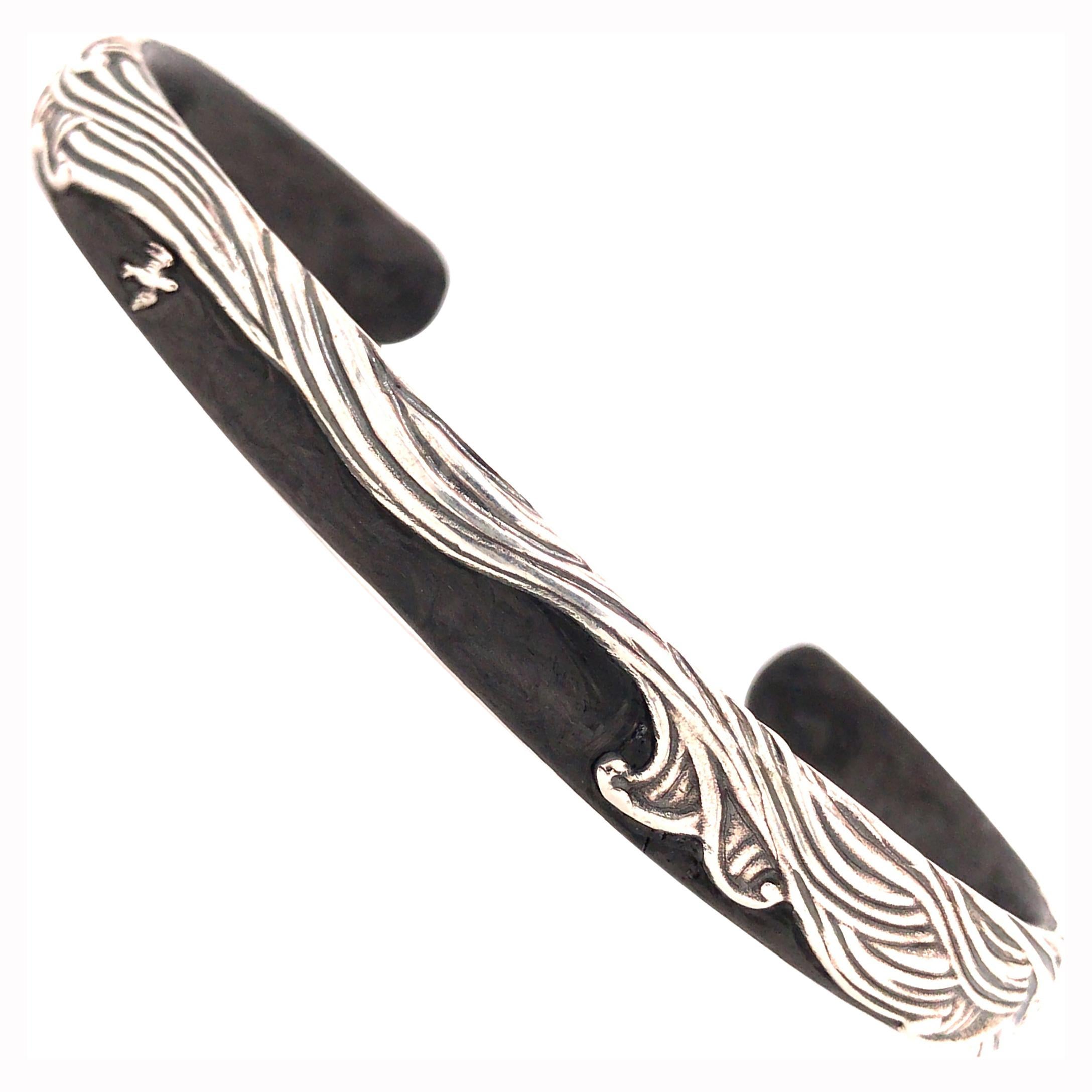 David Yurman Waves Cuff Bracelet in Forged Carbon and Sterling Silver