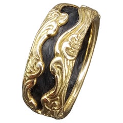 David Yurman Waves Forged Carbon Ring Band 18k Yellow Gold Mens size 12.5 5200