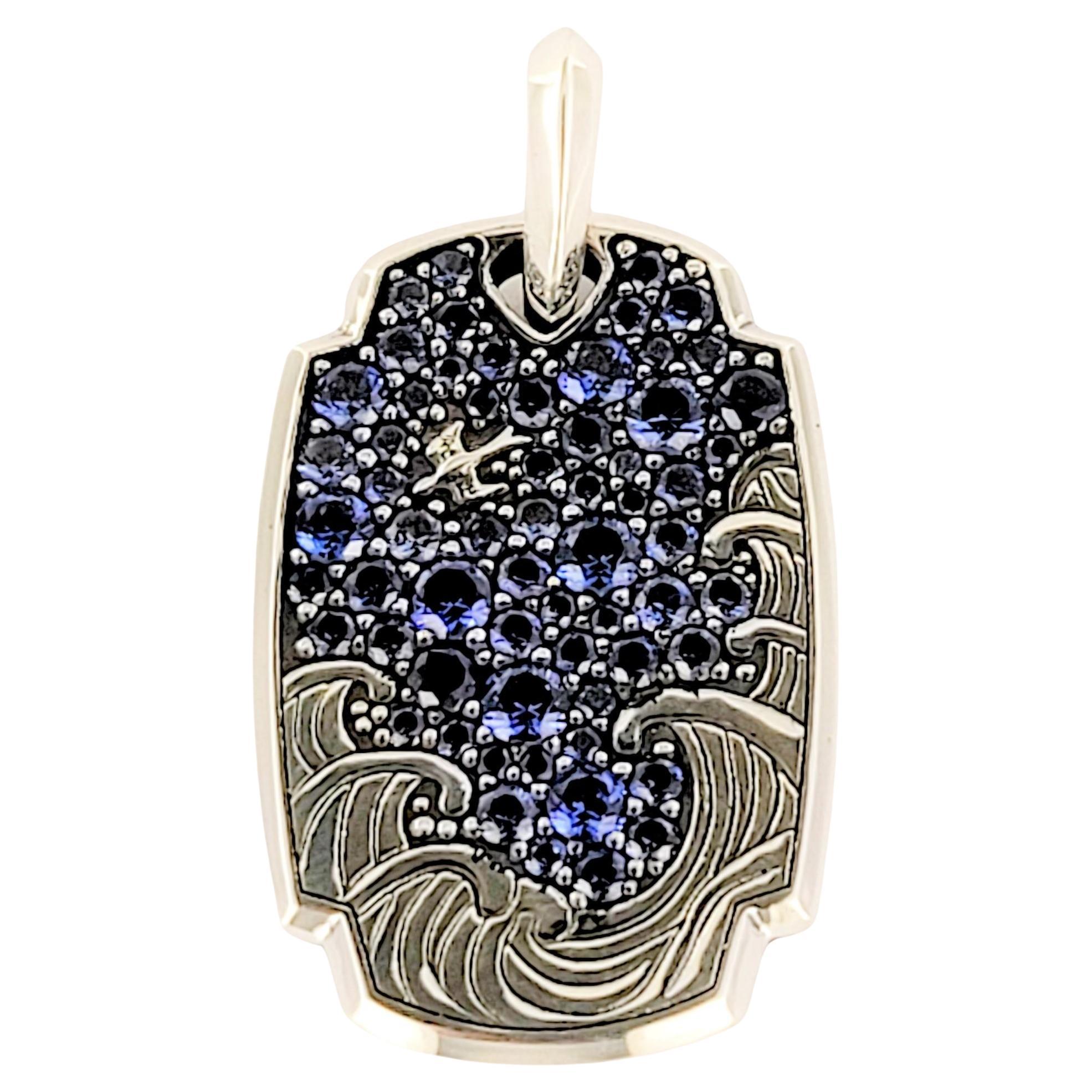 DAVID YURMAN Waves Silver Sapphire Pendant For Sale