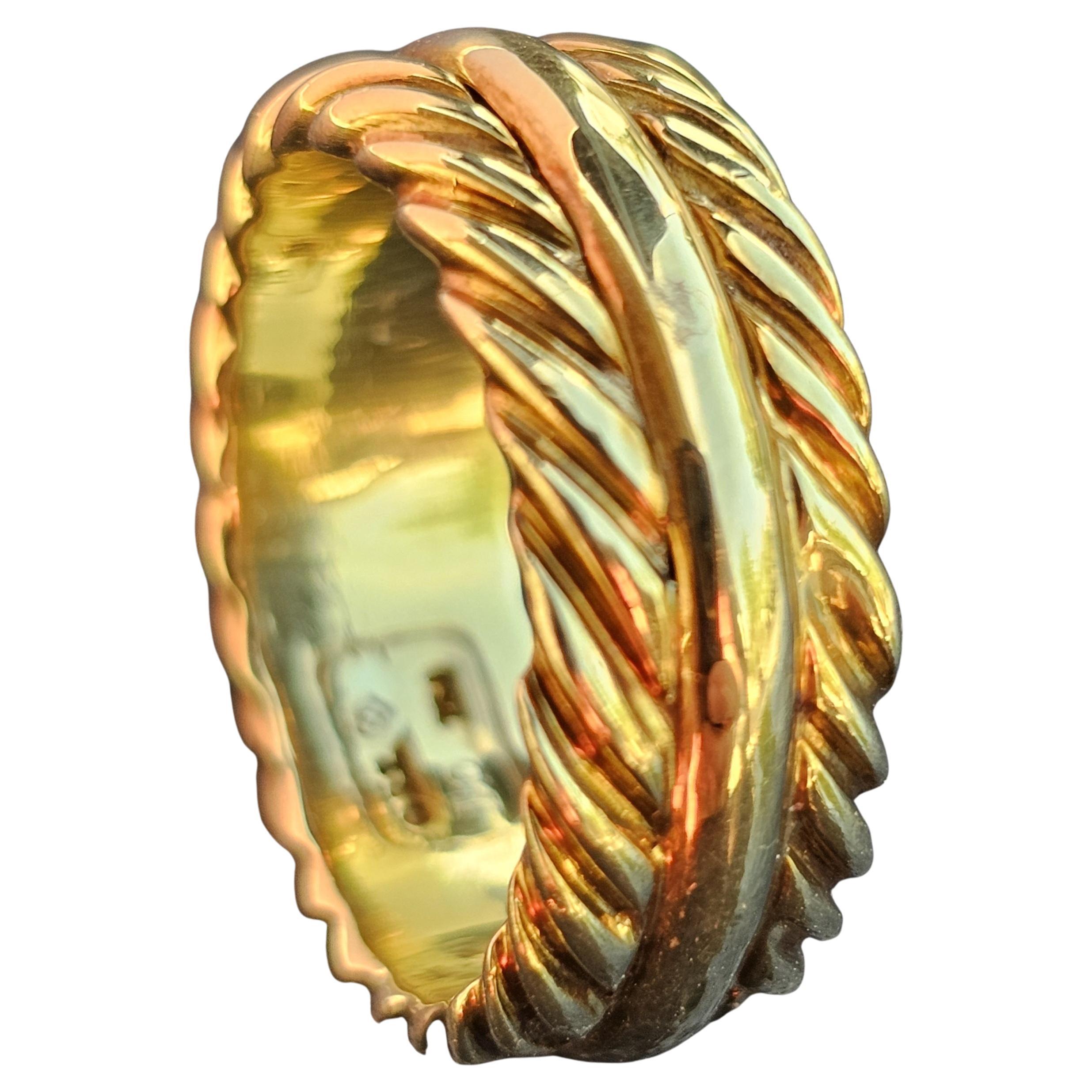 David Yurman Wedding Band Ring Mens Cable sides 3 Row 18k Yellow Gold 10 14.9g