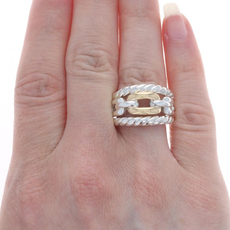 David Yurman Wellesley Chain A Link Statement Band - 925 18k SZ 7 Ring Excellent état - En vente à Greensboro, NC