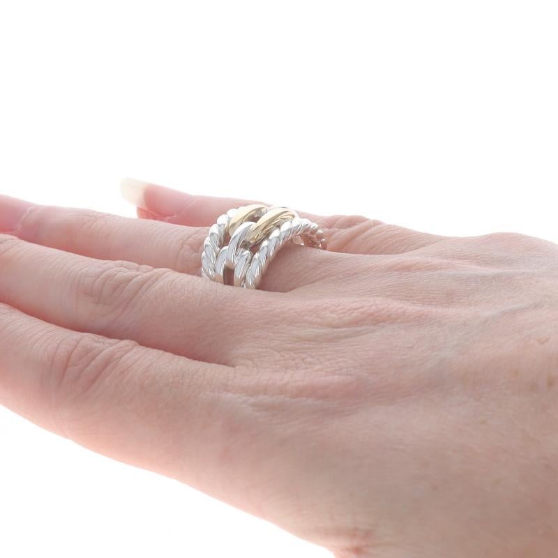David Yurman Wellesley Chain A Link Statement Band - 925 18k SZ 7 Ring Pour femmes en vente