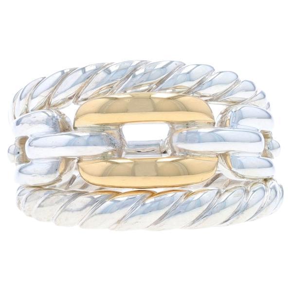David Yurman Wellesley Chain A Link Statement Band - 925 18k SZ 7 Ring en vente