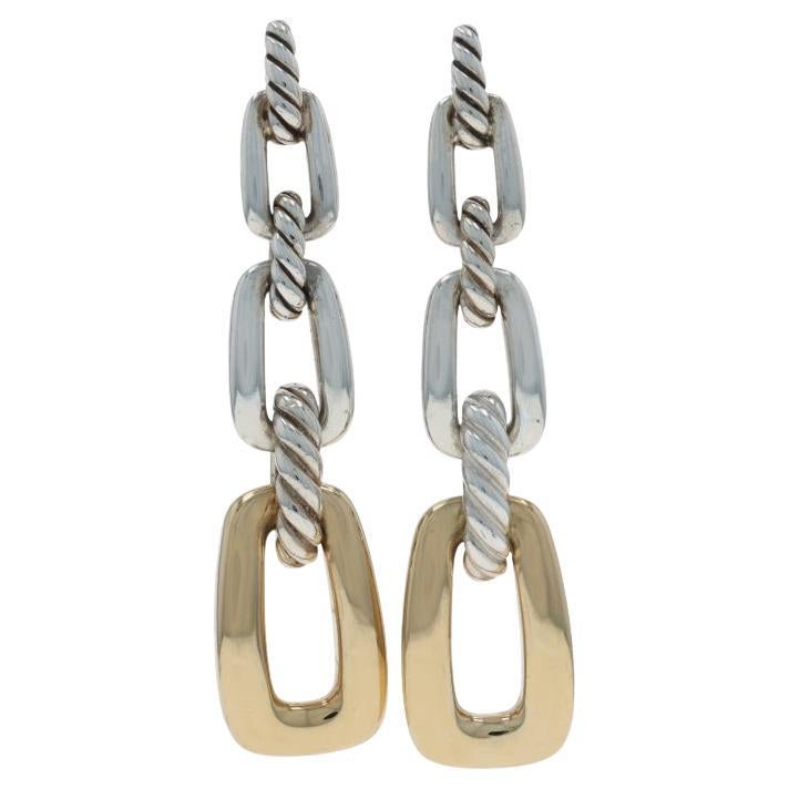 David Yurman Wellesley Link Dangle Earrings Sterling 925 Gold 18k Convertible For Sale