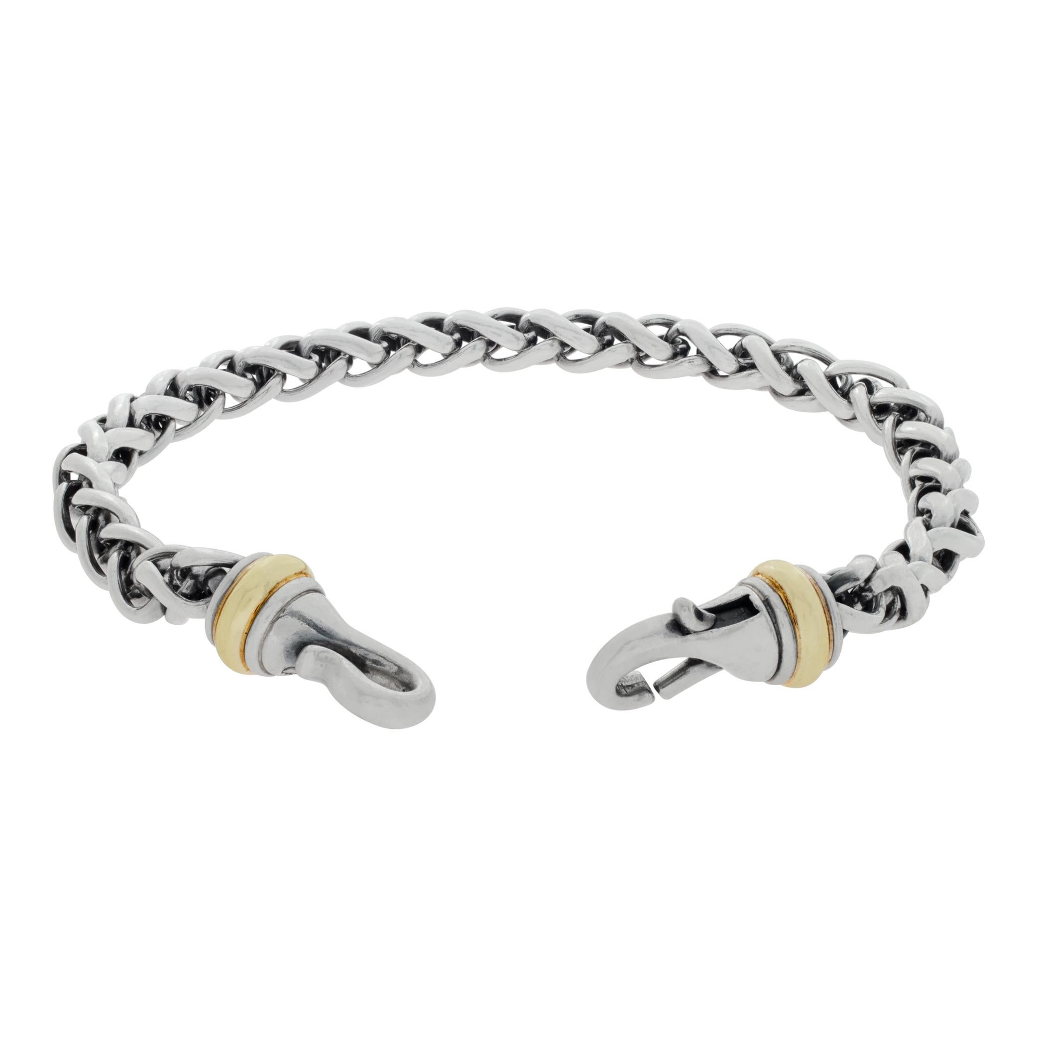 Women's or Men's David Yurman wheat 14k and sterling silver bracelet  For Sale