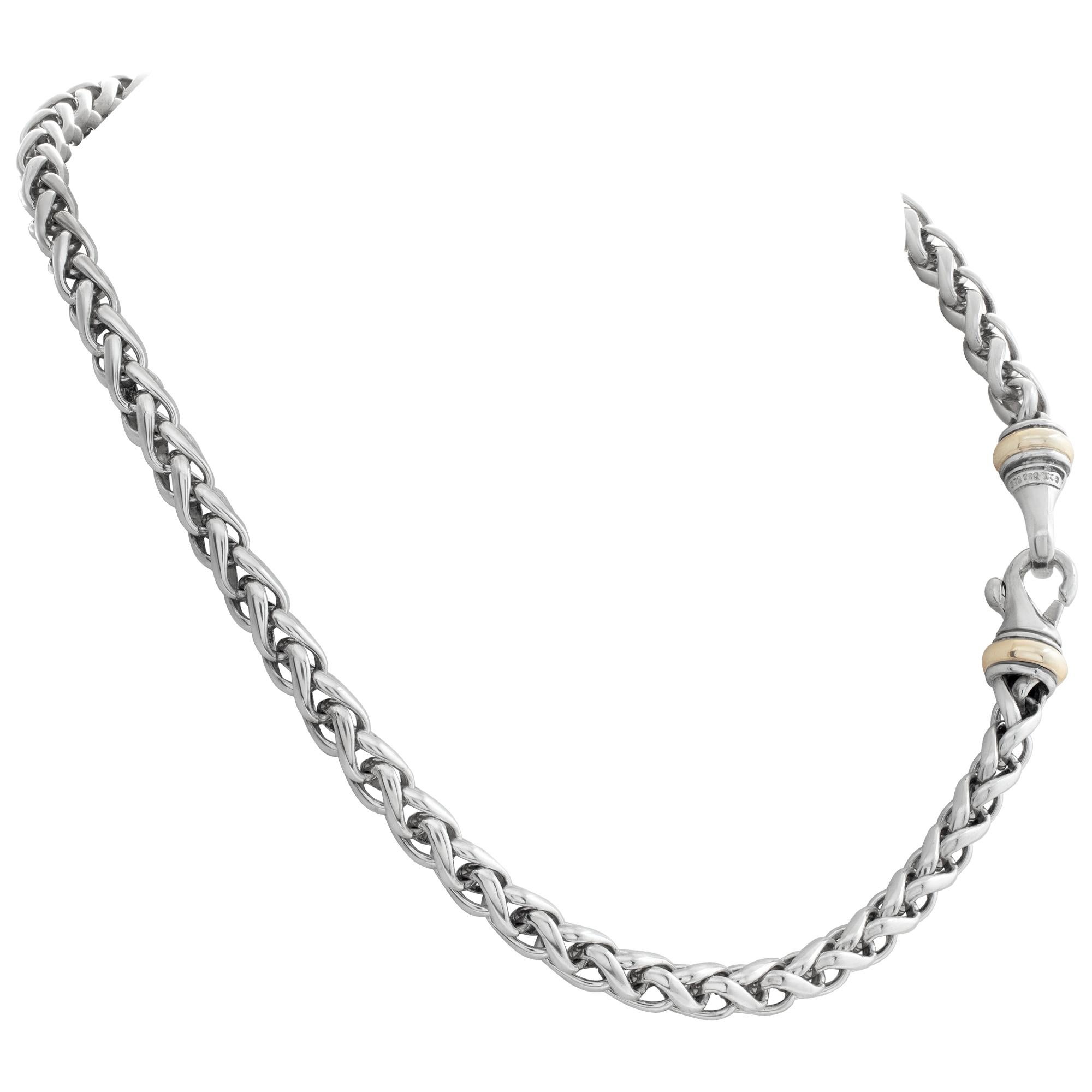David Yurman Wheat 14k gold and sterling silver Chain Necklace In Excellent Condition For Sale In Surfside, FL
