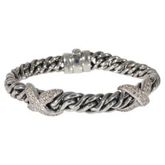 David Yurman Wheat Bracelet With Diamond X Stations in Sterling Silver 1.23 CTW