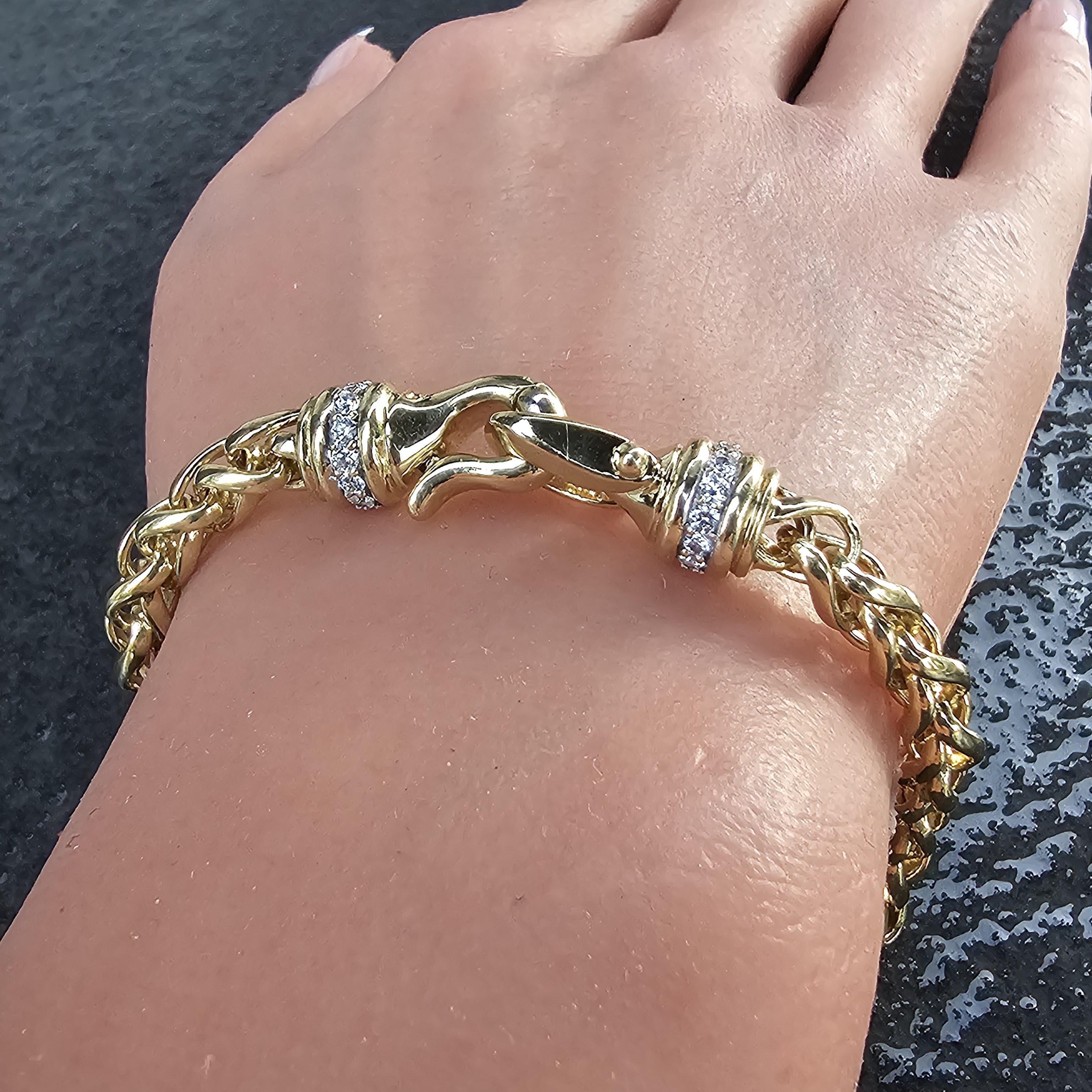 David Yurman Bracciale a catena con diamanti in oro giallo 18k Fibbia 38.1g 7.5