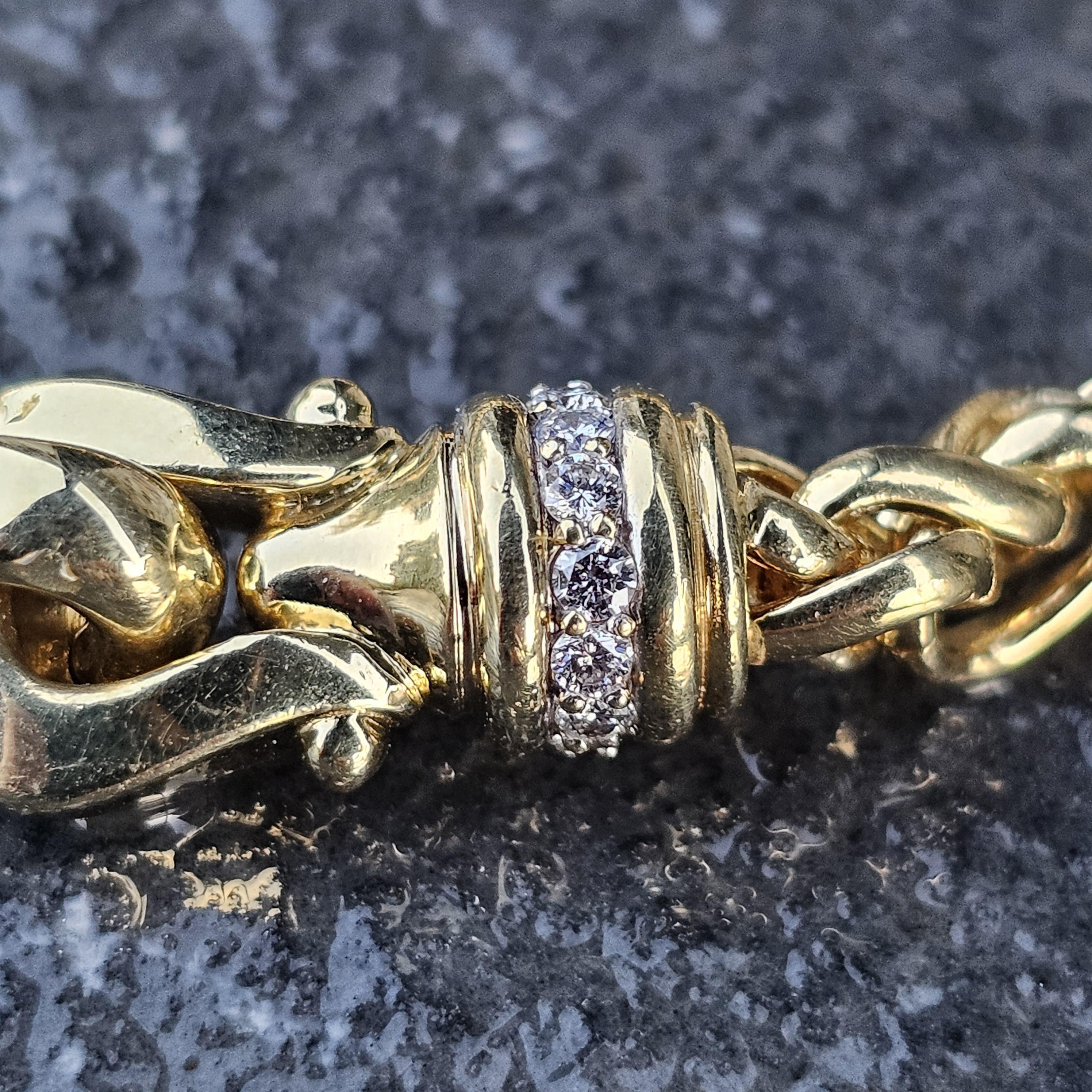 David Yurman Bracciale a catena con diamanti in oro giallo 18k Fibbia 38.1g 7.5
