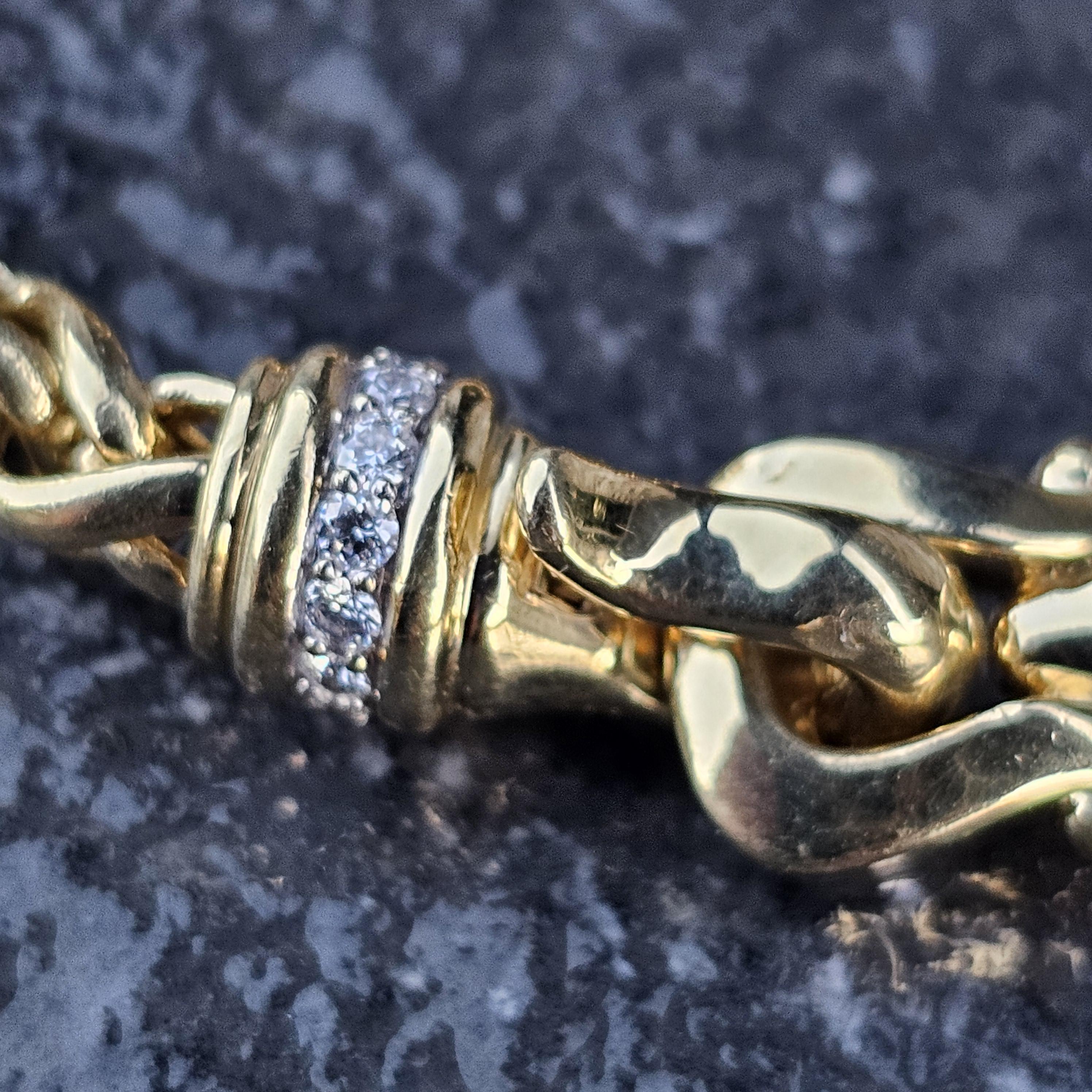 David Yurman Bracciale a catena con diamanti in oro giallo 18k Fibbia 38.1g 7.5