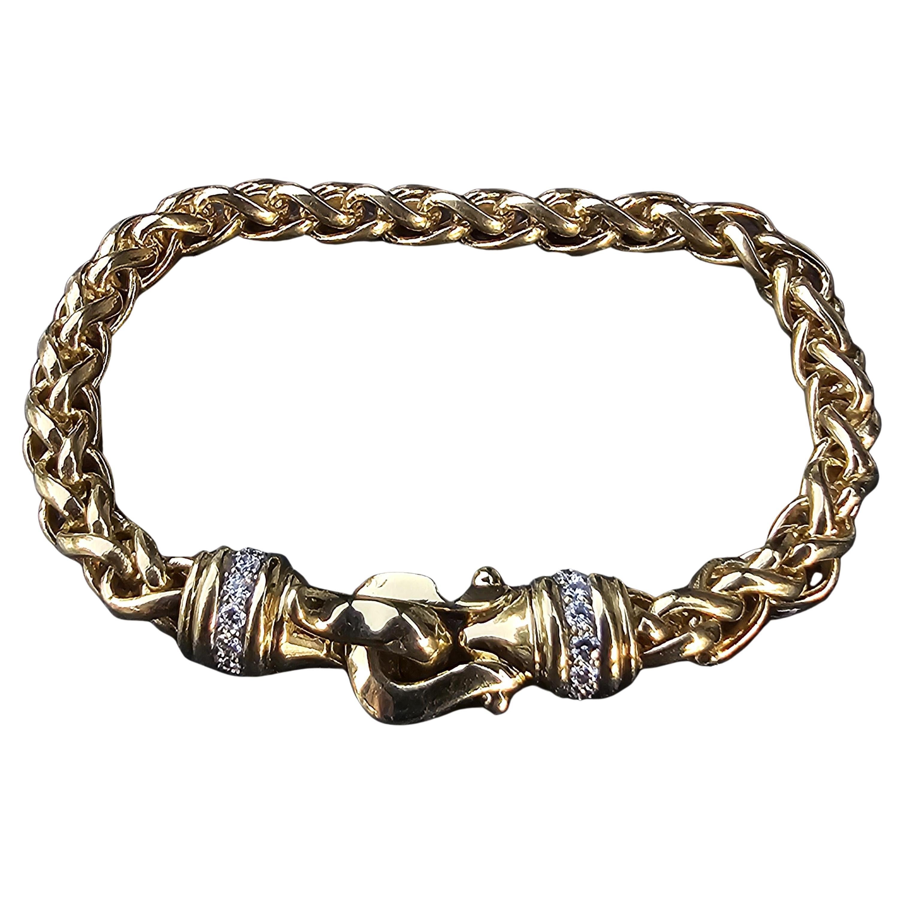 David Yurman Bracciale a catena con diamanti in oro giallo 18k Fibbia 38.1g 7.5"