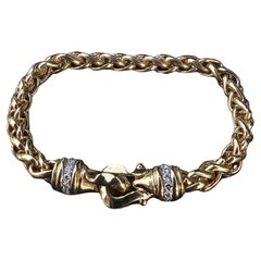 David Yurman Bracciale a catena con diamanti in oro giallo 18k Fibbia 38.1g 7.5"