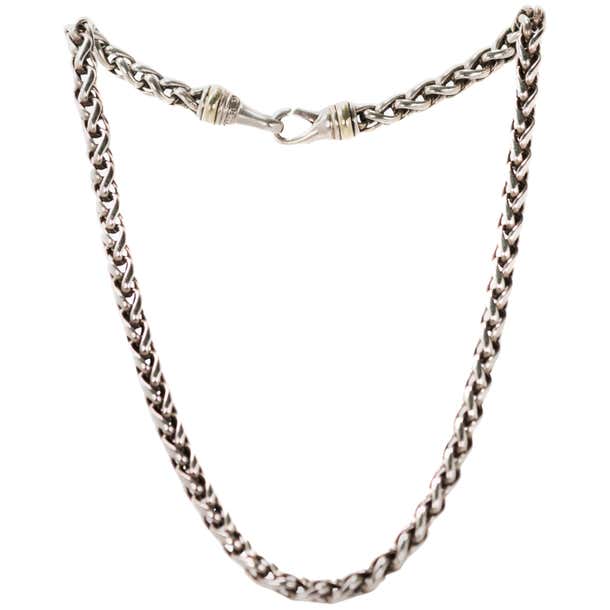 David Yurman Wheat Chain Choker Necklace in Sterling Silver and 14 ...