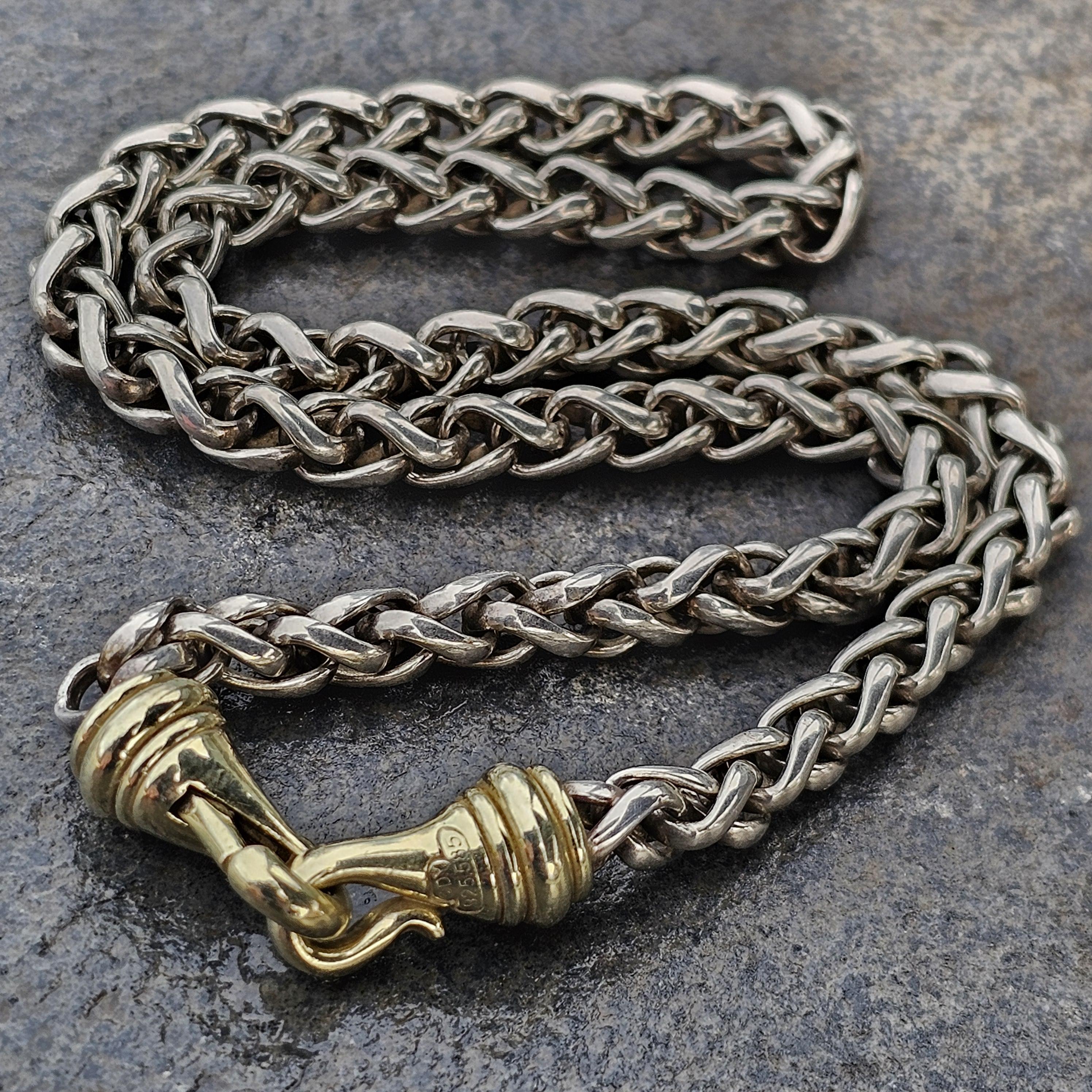 David Yurman Collana a catena di grano in oro massiccio 14k 585 Chiusura da 16