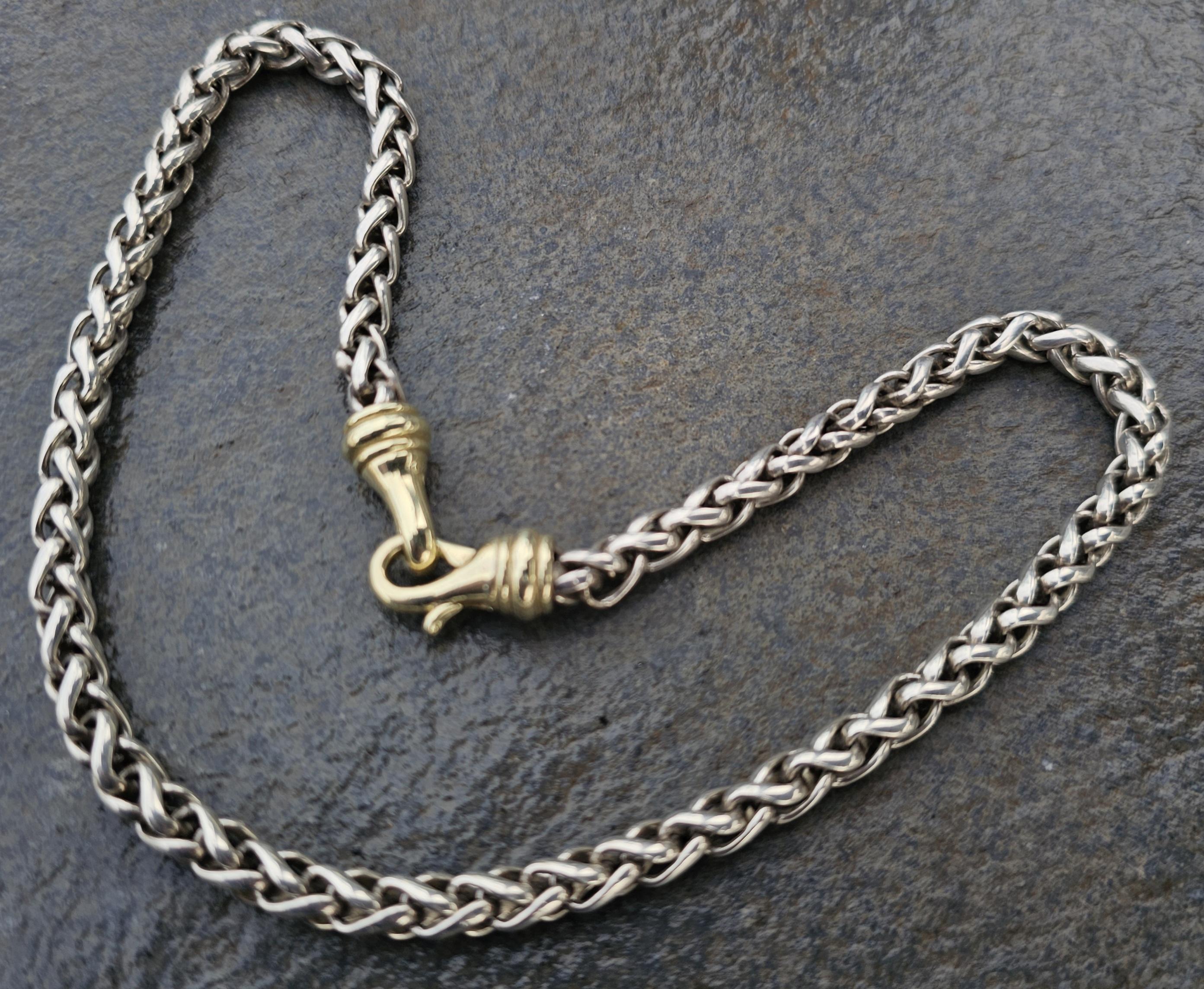David Yurman Collana a catena di grano in oro massiccio 14k 585 Chiusura da 16