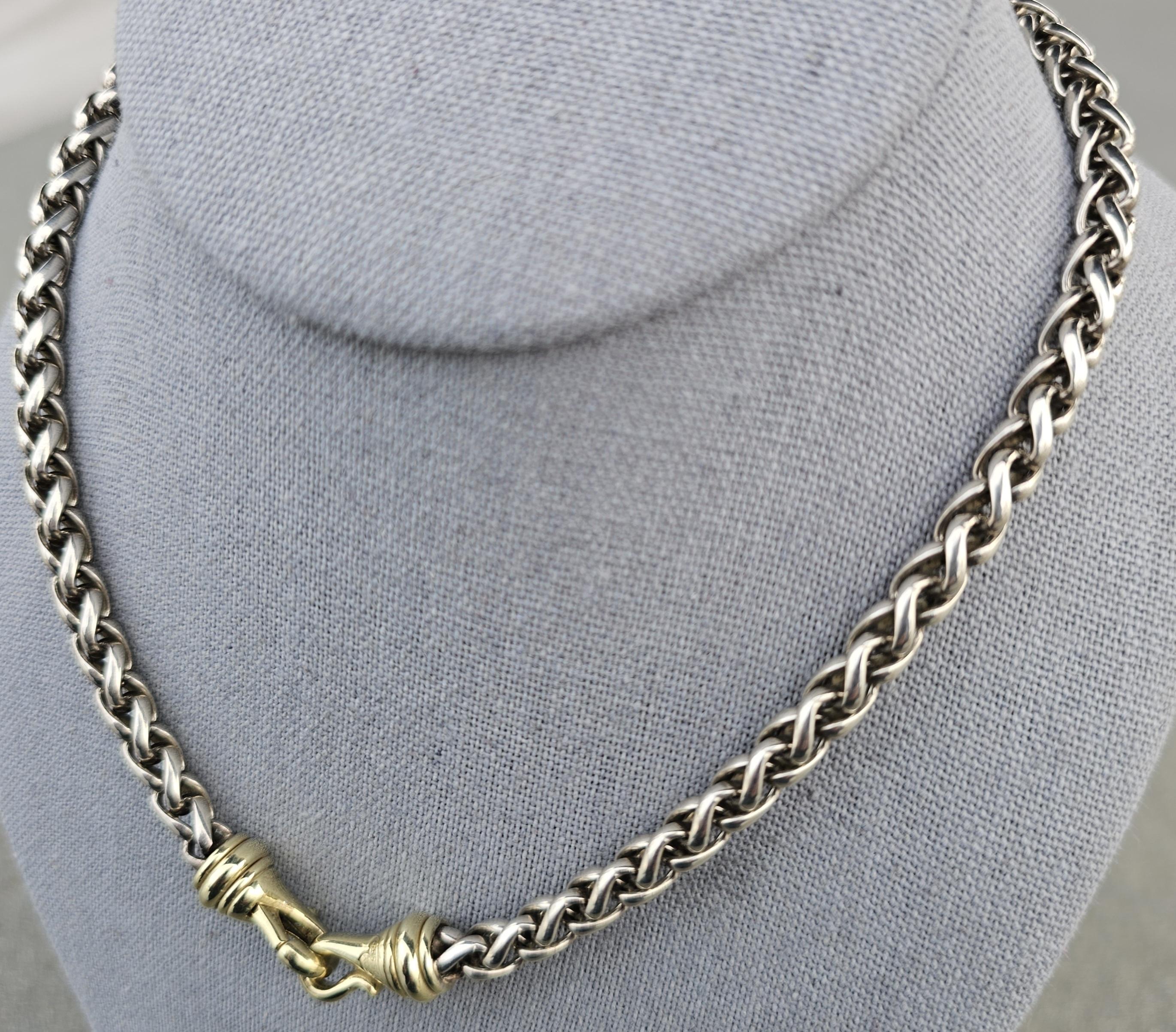 David Yurman Collana a catena di grano in oro massiccio 14k 585 Chiusura da 16