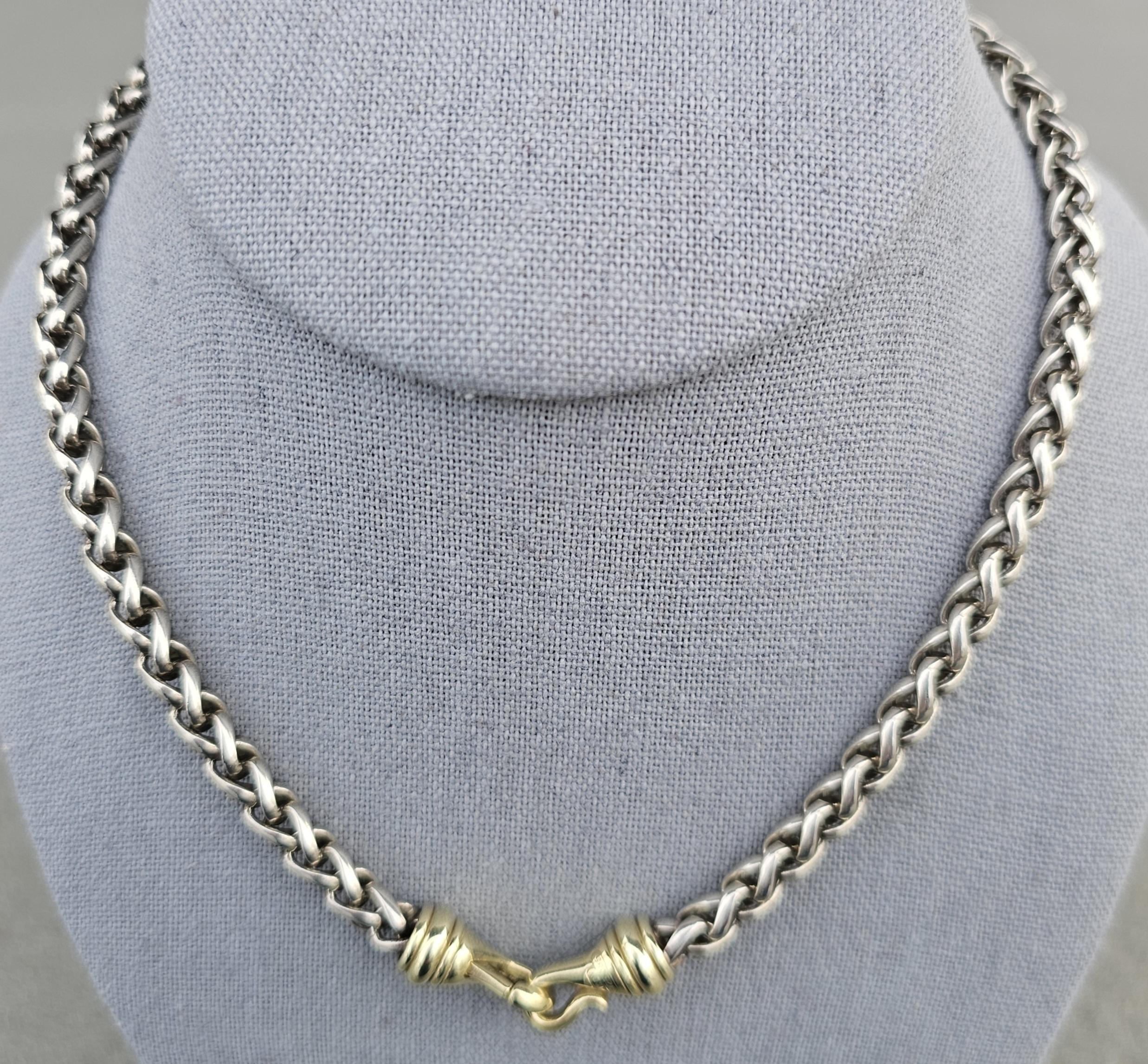 David Yurman Collana a catena di grano in oro massiccio 14k 585 Chiusura da 16