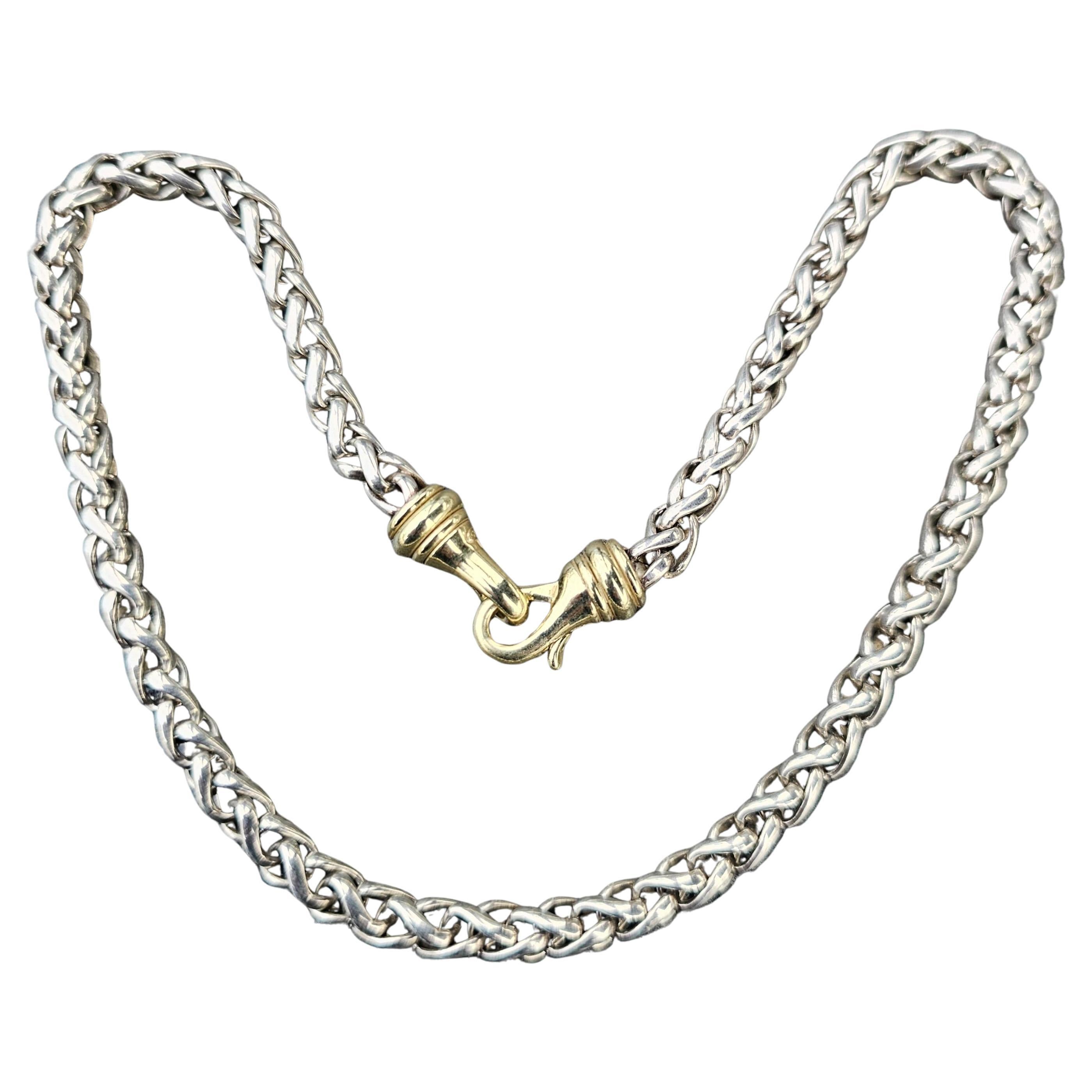David Yurman Wheat Chain Necklace 14k 585 Solid Gold Clasp 16" 6mm wide