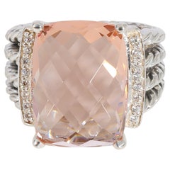 David Yurman Bague en argent sterling avec diamants et morganite en forme de blé 0,13