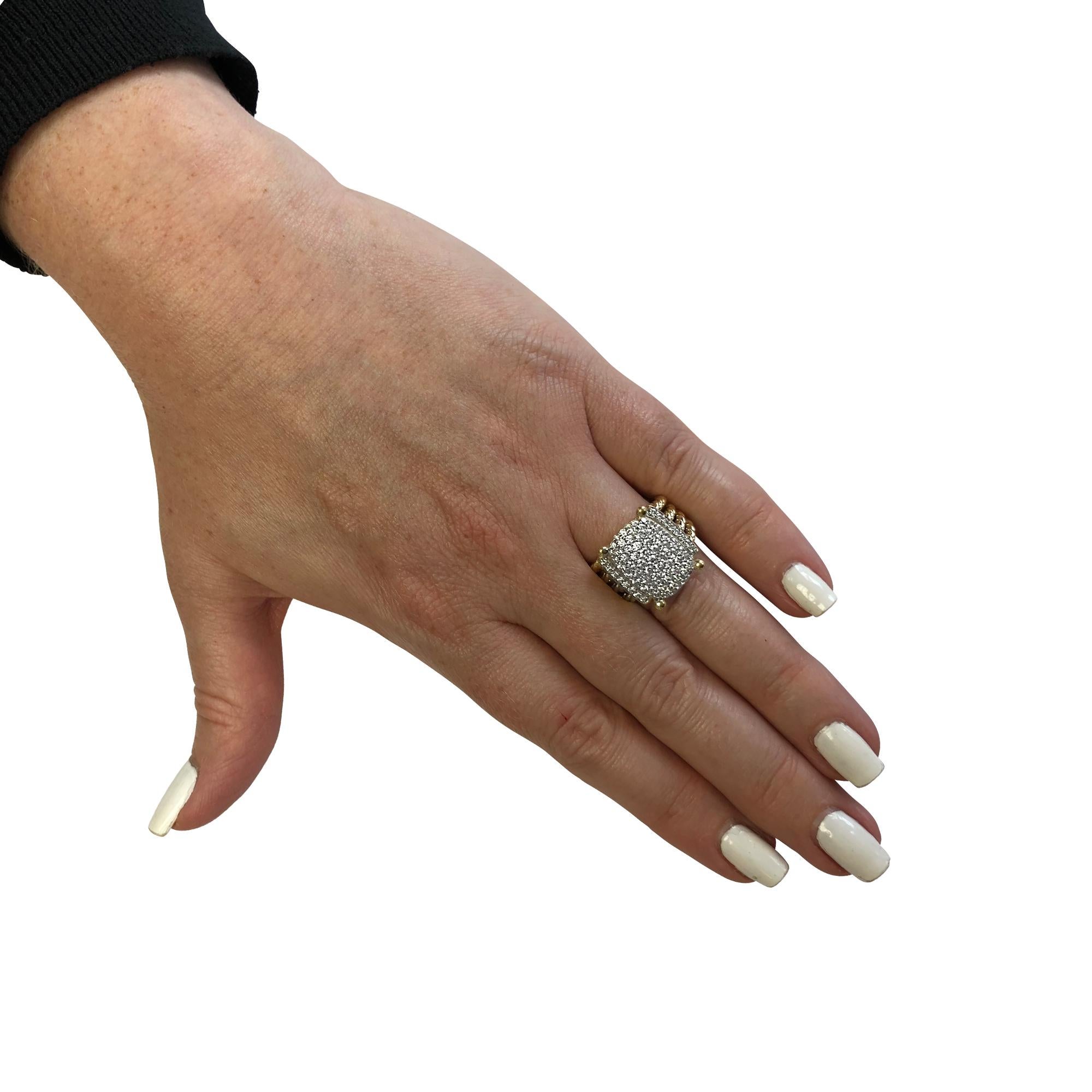 Modern David Yurman Wheaton Ring with Diamonds in 18 Karat Yellow Gold