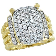 David Yurman Wheaton Ring with Diamonds in 18 Karat Yellow Gold