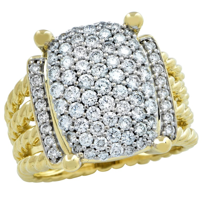 David Yurman Wheaton Ring with Diamonds in 18 Karat Yellow Gold at