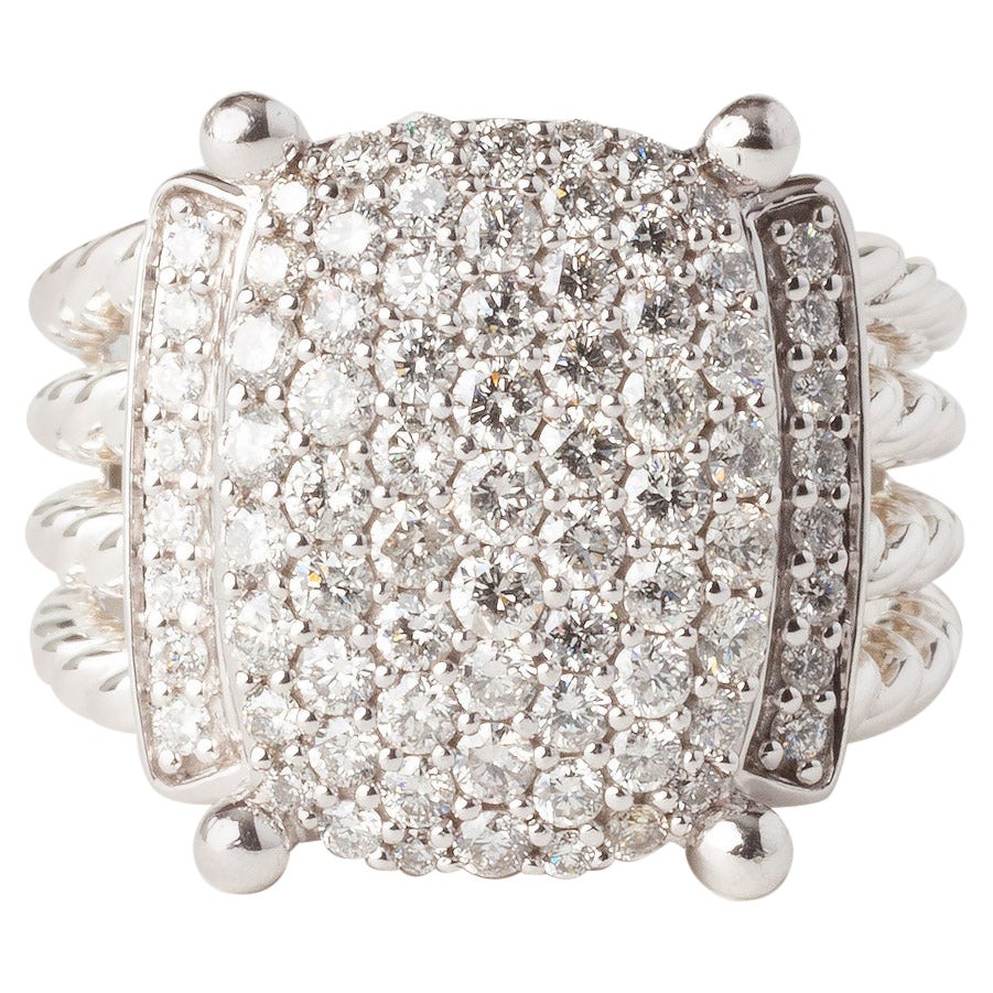 Cocktailring aus Sterlingsilber mit 1,12 Karat rundem Diamanten von David Yurman