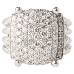 David Yurman Wheaton Sterling Silver 1.12ct Round Diamond Cocktail Ring