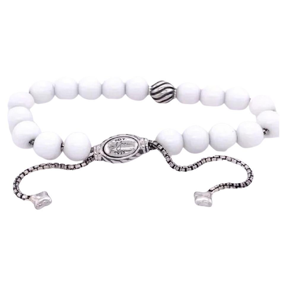 David Yurman White Agate Sterling Silver Spiritual Wave Bead Bracelet For Sale