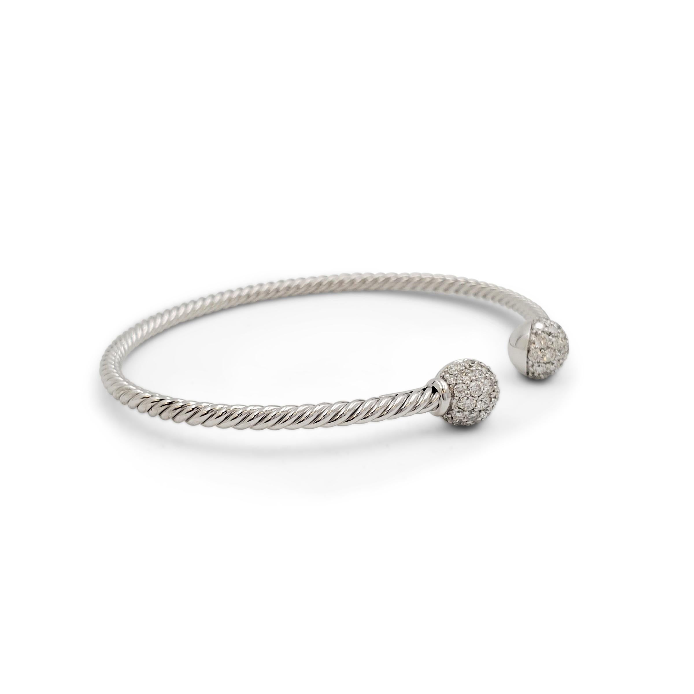 Round Cut David Yurman White Gold and Diamond 'Petite Solari Bead' Bracelet