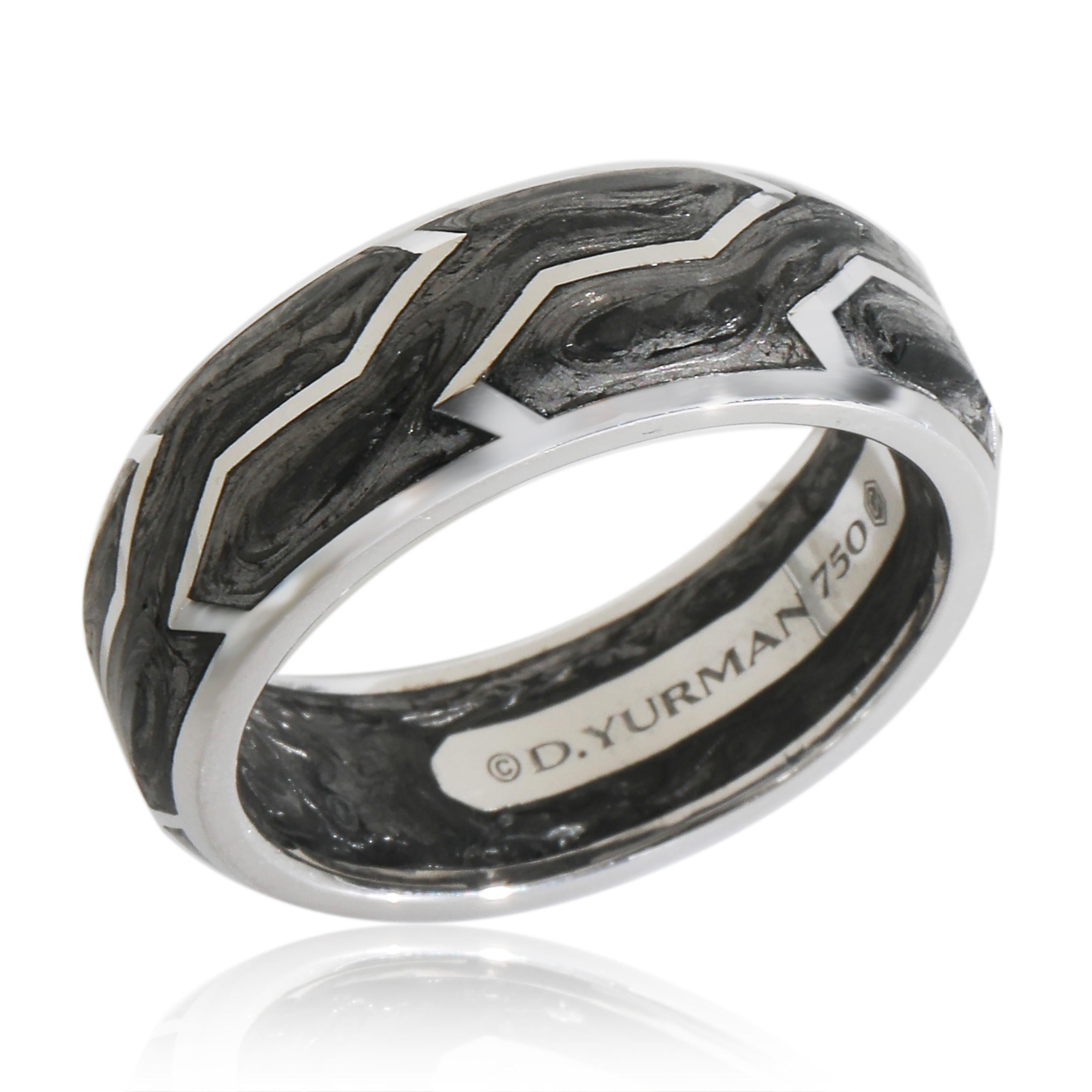 Uomo David Yurman Fascia in carbonio forgiato in oro bianco in vendita