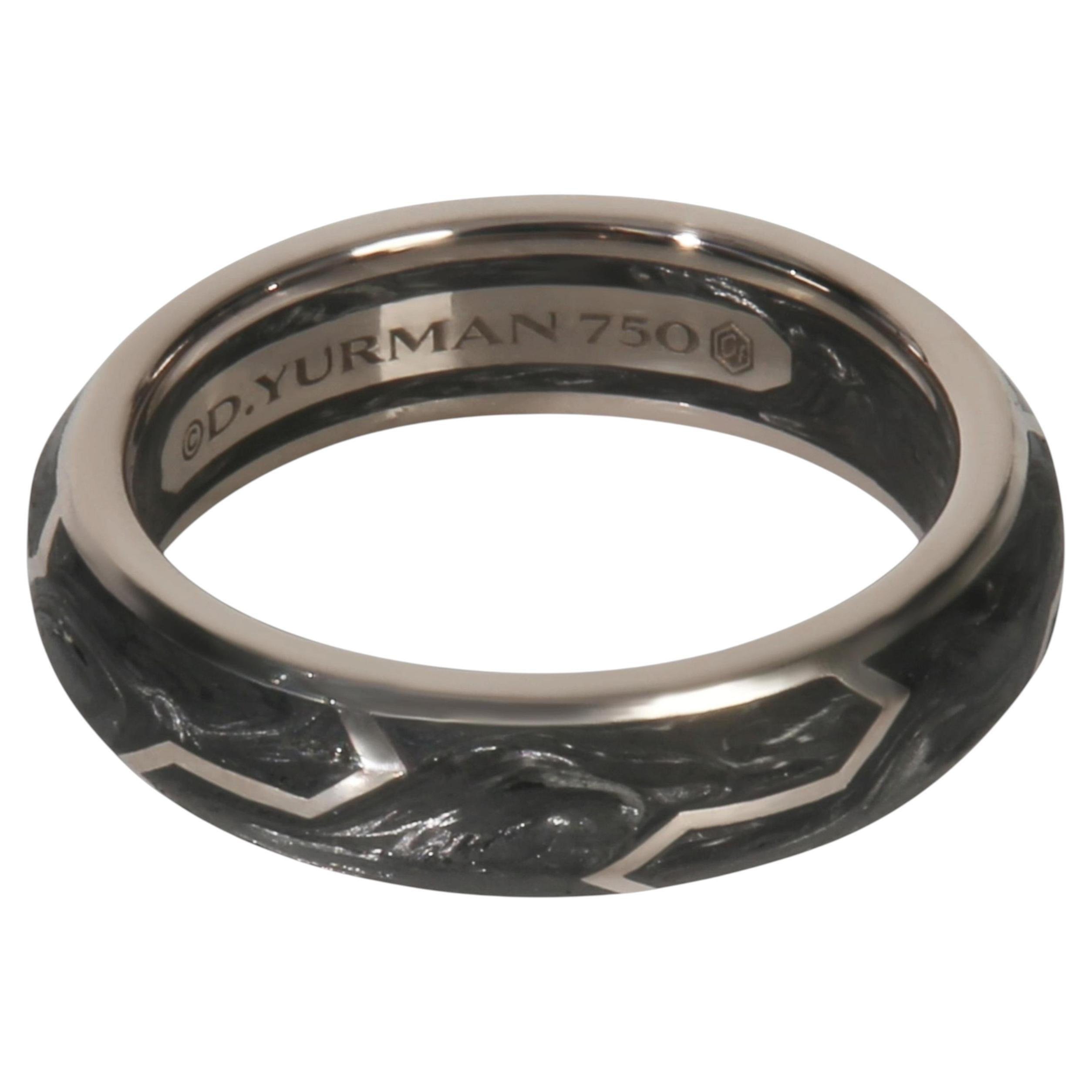 David Yurman White Gold Forged Carbon Ring