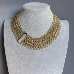 David Yurman Wide Cable Mesh Collar Necklace Diamond & 18k Yellow Gold 160.0g