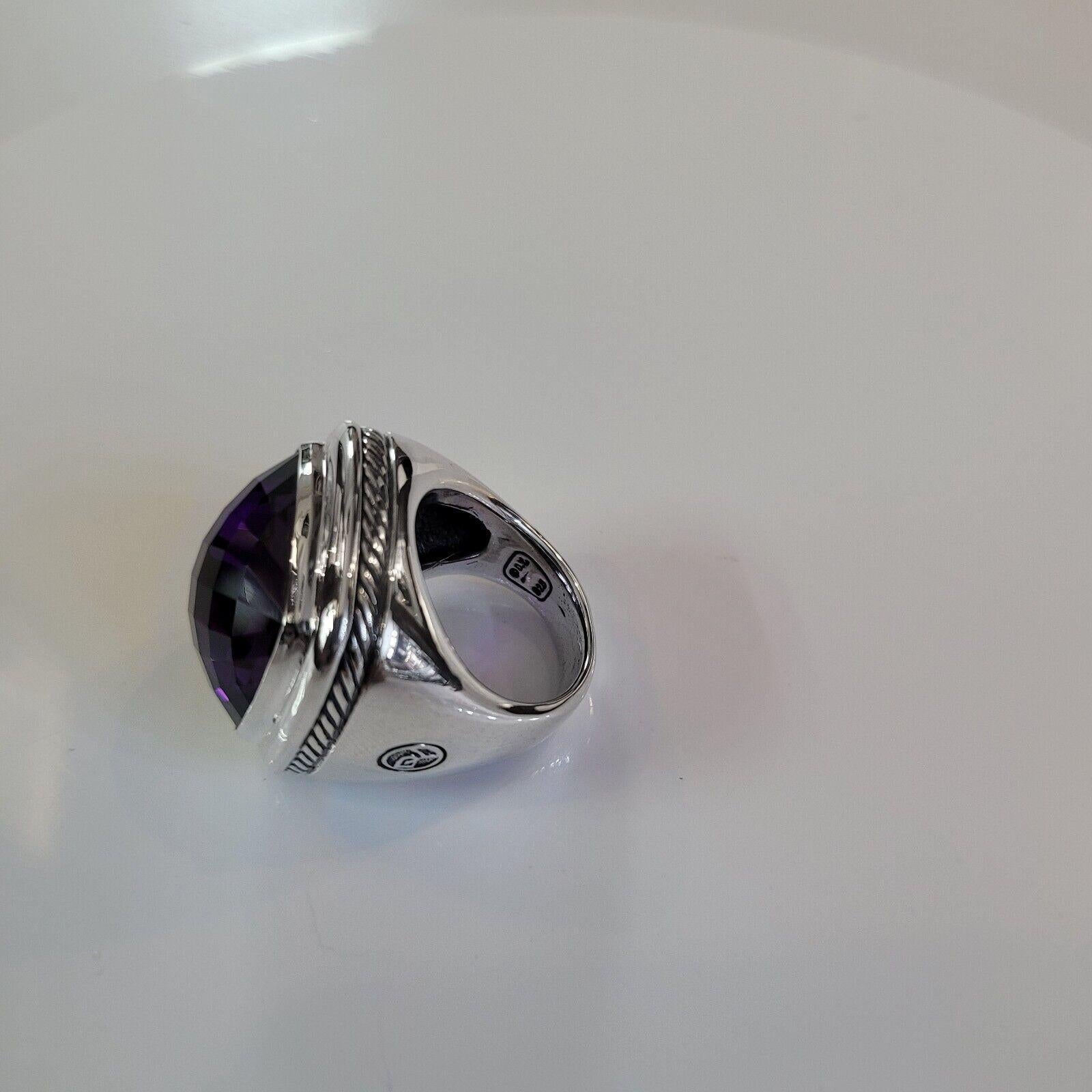 Categories :Women
Category :Jewelry
Sub-category :Rings
Designer :David  Yurman
Condition :Very good  
Material :Silver
Color :Purple
Size:8 US
Location :United States, from the seller joseph