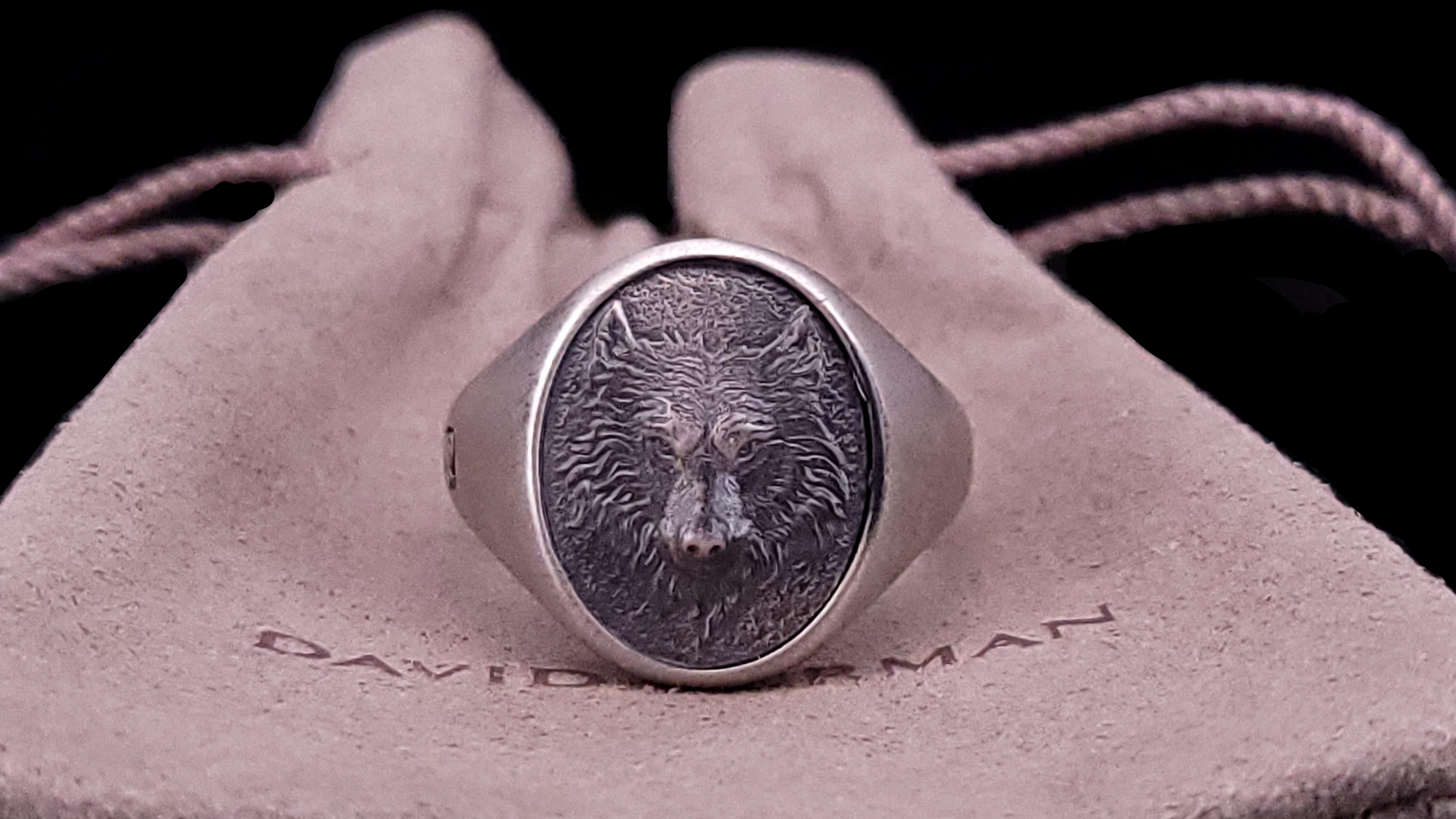 Anillo David Yurman Lobo de plata de ley talla 12 en venta 2
