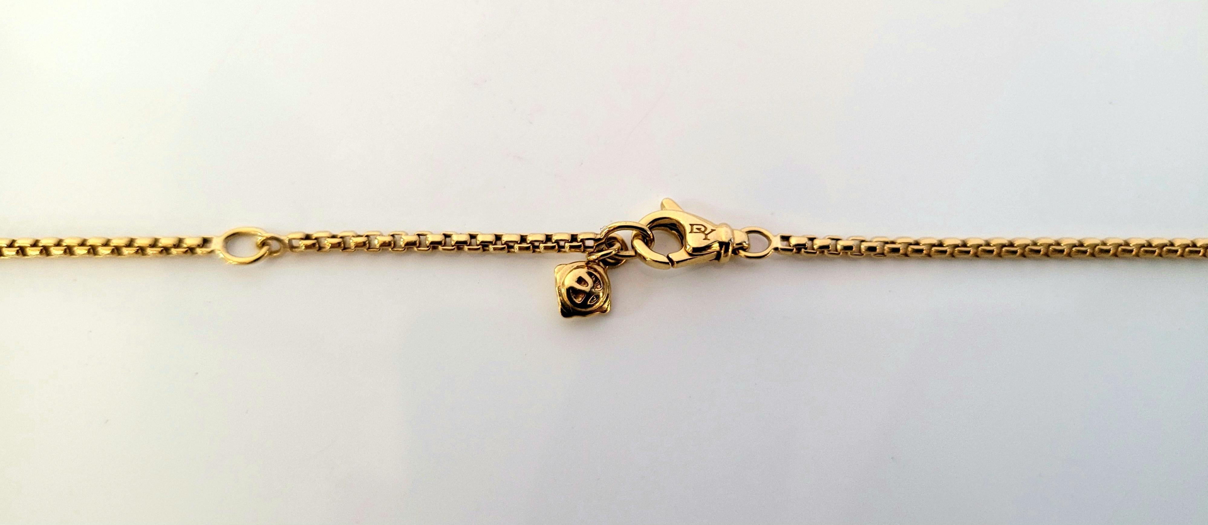 Brand David Yurman
Material 18K yellow Gold
Chain Length 37'' Long 
Adjustable 35''-37'' 
Chain weight 11gr 
Chain Width 1.7mm
Condition New without tags 
Comes with David Yurman Chain Box 
Retail Price:$2.900