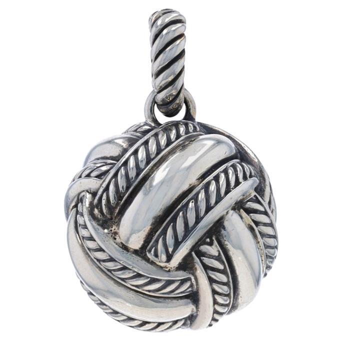 David Yurman Woven Knot Enhancer Pendant - Sterling Silver 925 Ball Orb ...