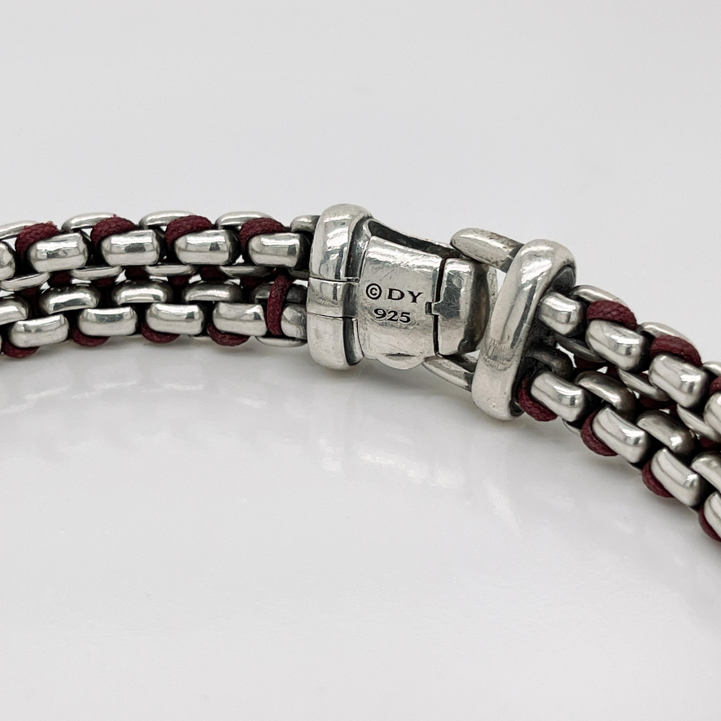 David Yurman Woven Sterling Silver Chain Link & Nylon Cord Bracelet 2