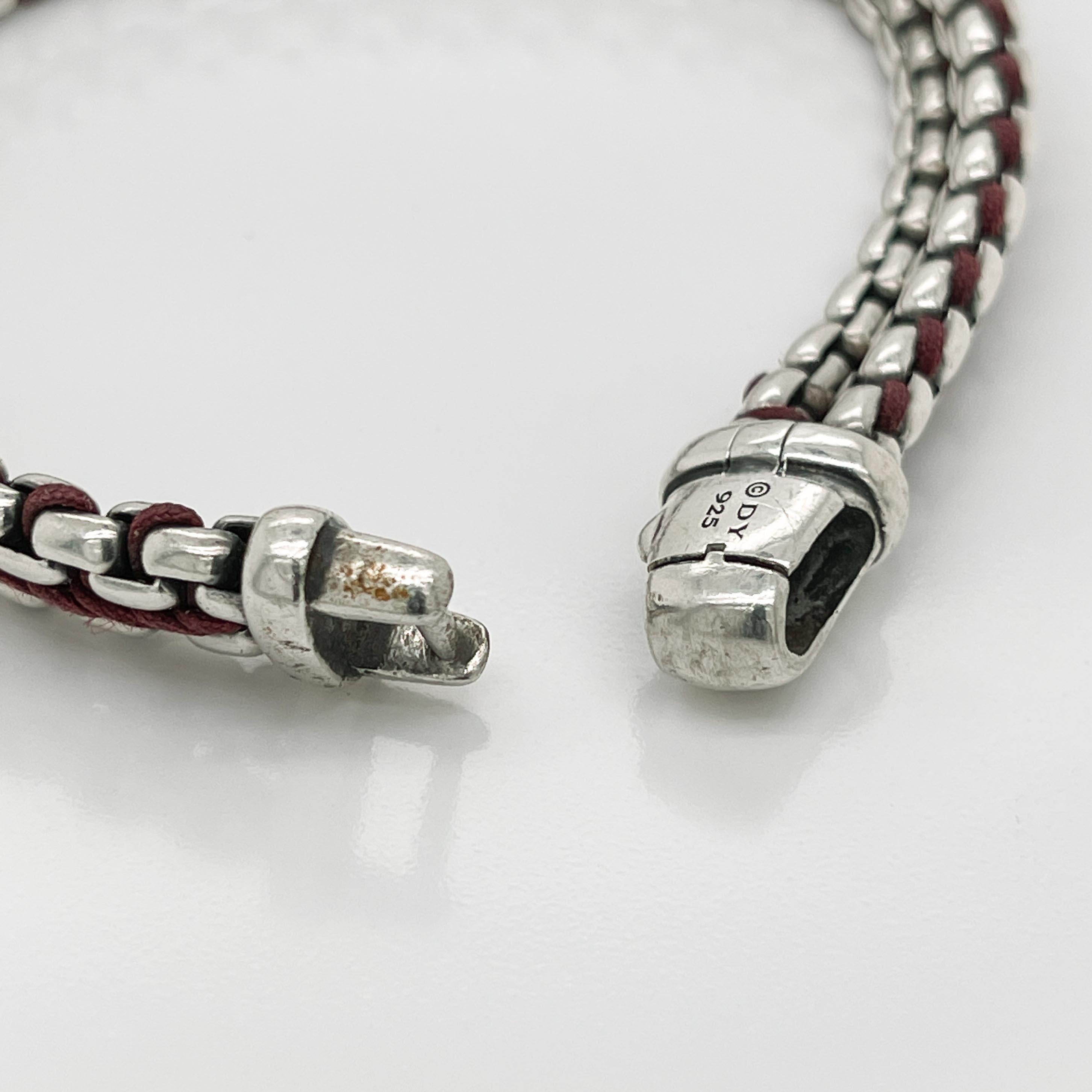 Women's or Men's David Yurman Woven Sterling Silver Chain Link & Nylon Cord Bracelet