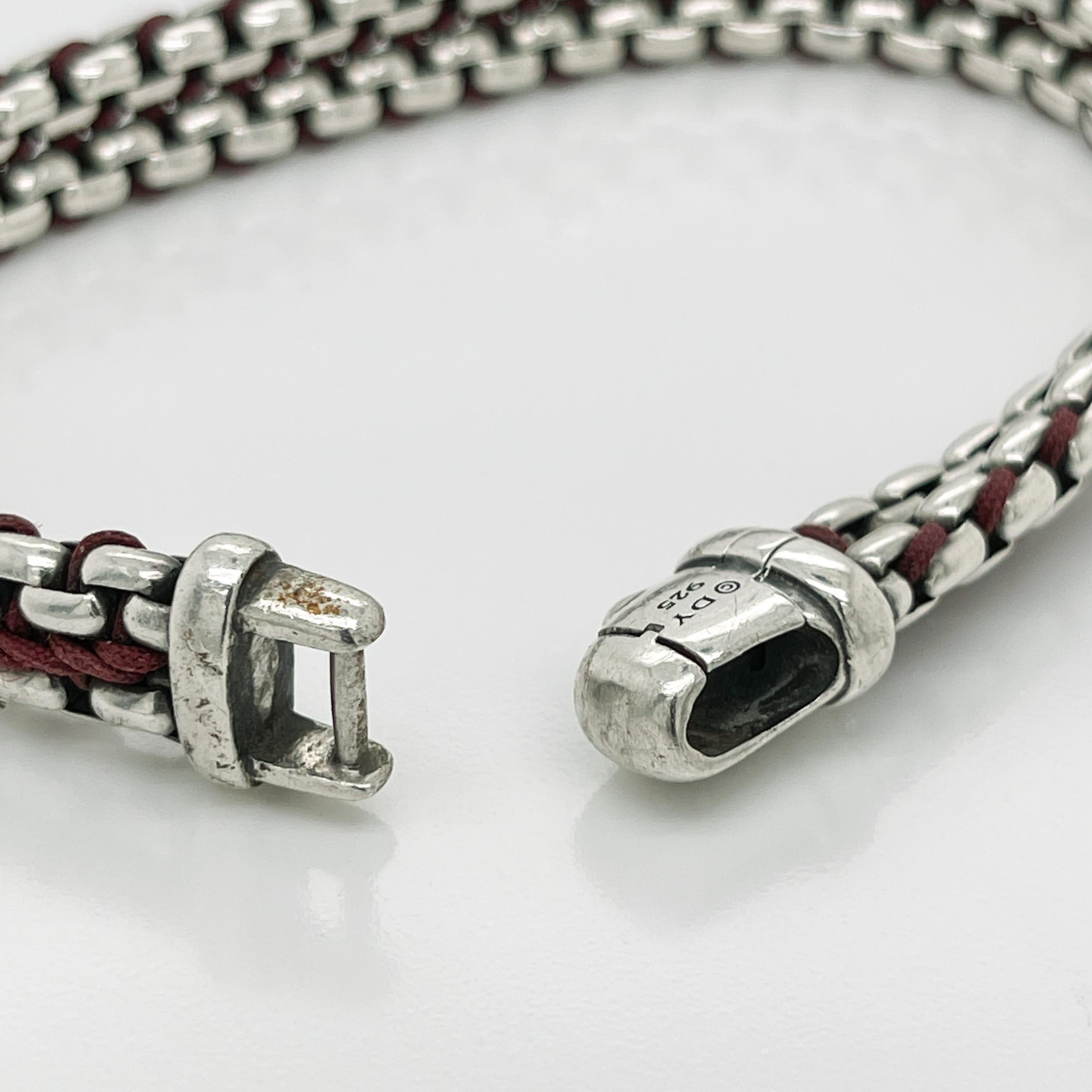 David Yurman Woven Sterling Silver Chain Link & Nylon Cord Bracelet 1