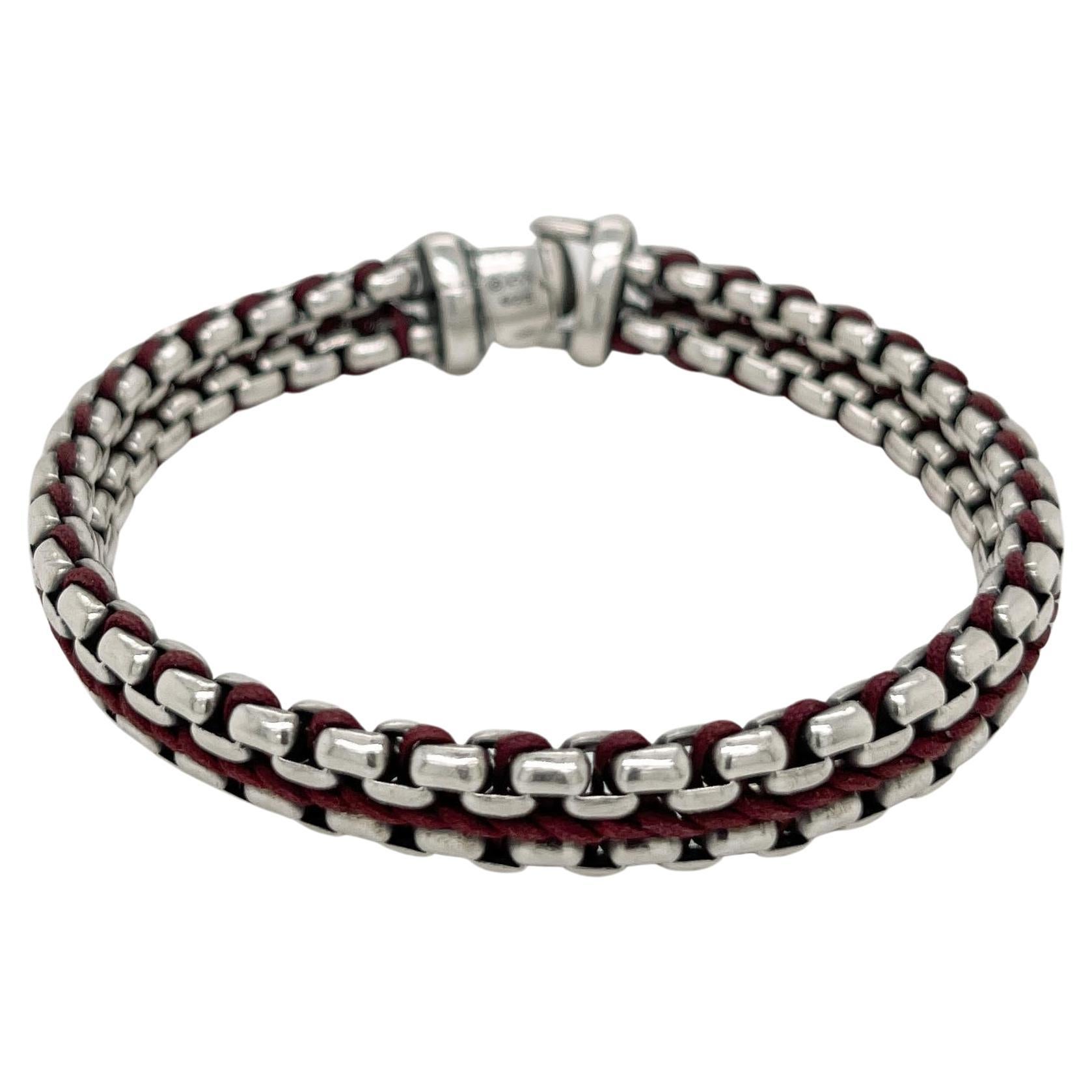 David Yurman Woven Sterling Silver Chain Link & Nylon Cord Bracelet