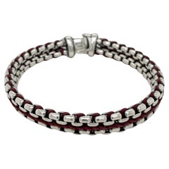 David Yurman Woven Sterling Silver Chain Link & Nylon Cord Bracelet