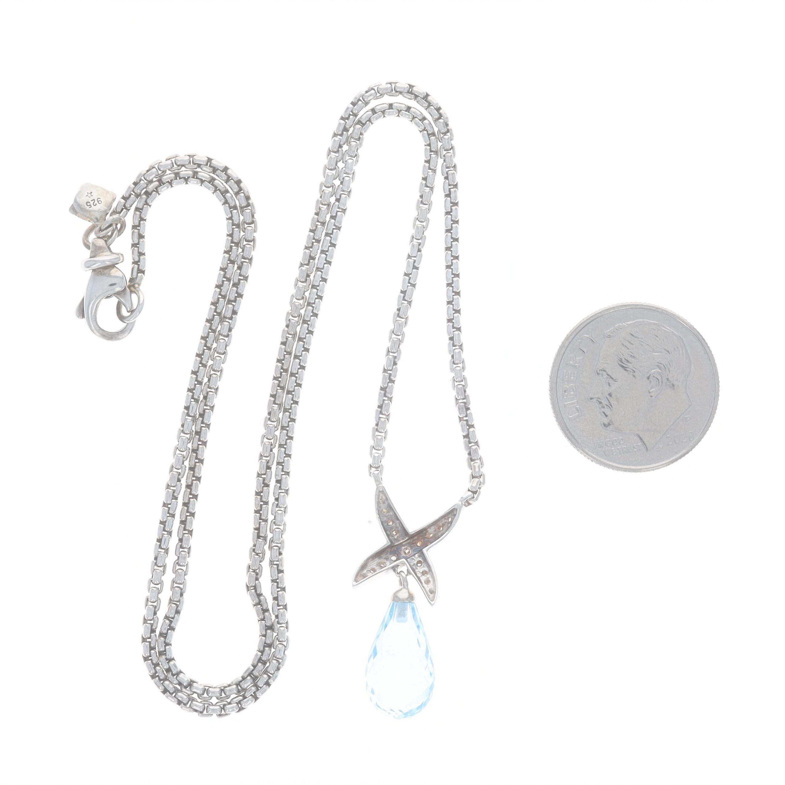 Briolette Cut David Yurman X Blue Topaz & Diamond Necklace 16