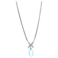 David Yurman X Blue Topaz & Diamond Necklace 16" - Sterling 925 Briolette .15ctw